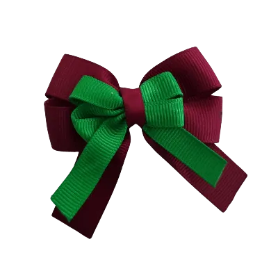 Amore Hair Bow - Plain Colour - Burgundy Base and Centre Ribbon (31 colours Top)