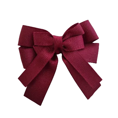 Amore Hair Bow - Plain Colour - Burgundy Base and Centre Ribbon (31 colours Top)