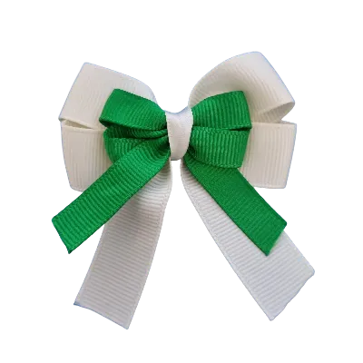 Amore Hair Bow - Plain Colour - Cream Ivory Base and Centre Ribbon (31 colours Top)