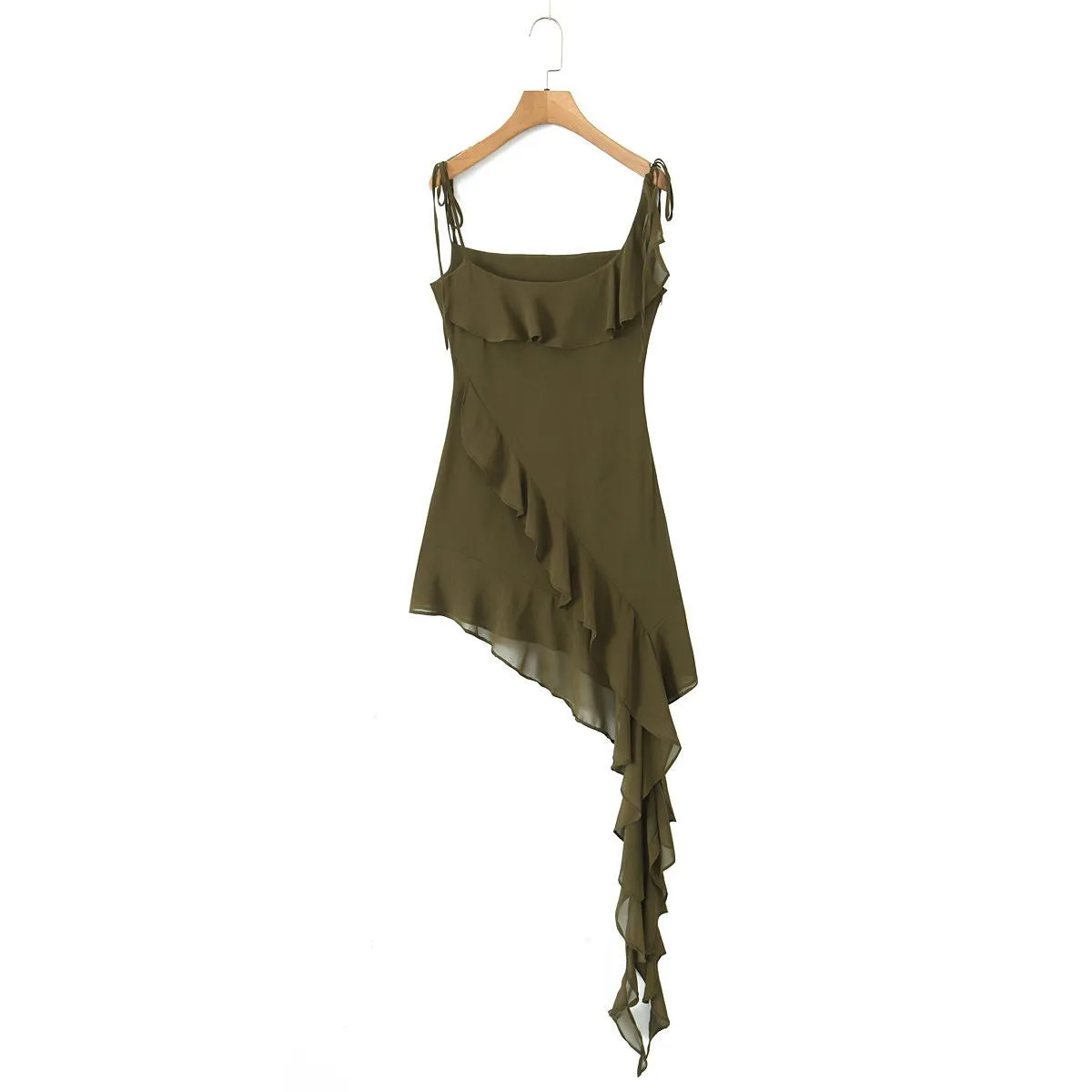 Arie Flounce Hem Irregular Ruffle Mini Dress