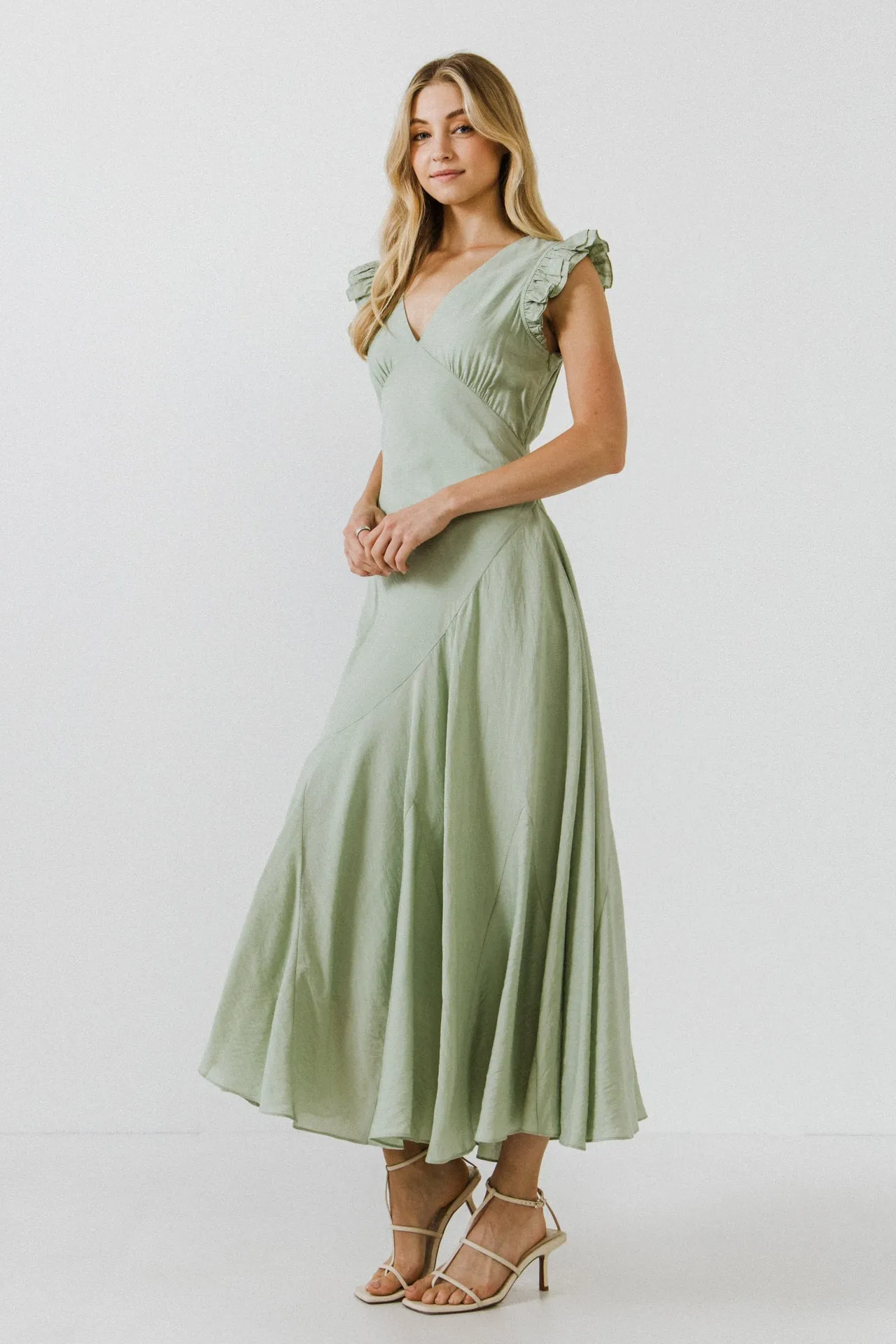 Asymmetrical Ruffle Maxi Dress
