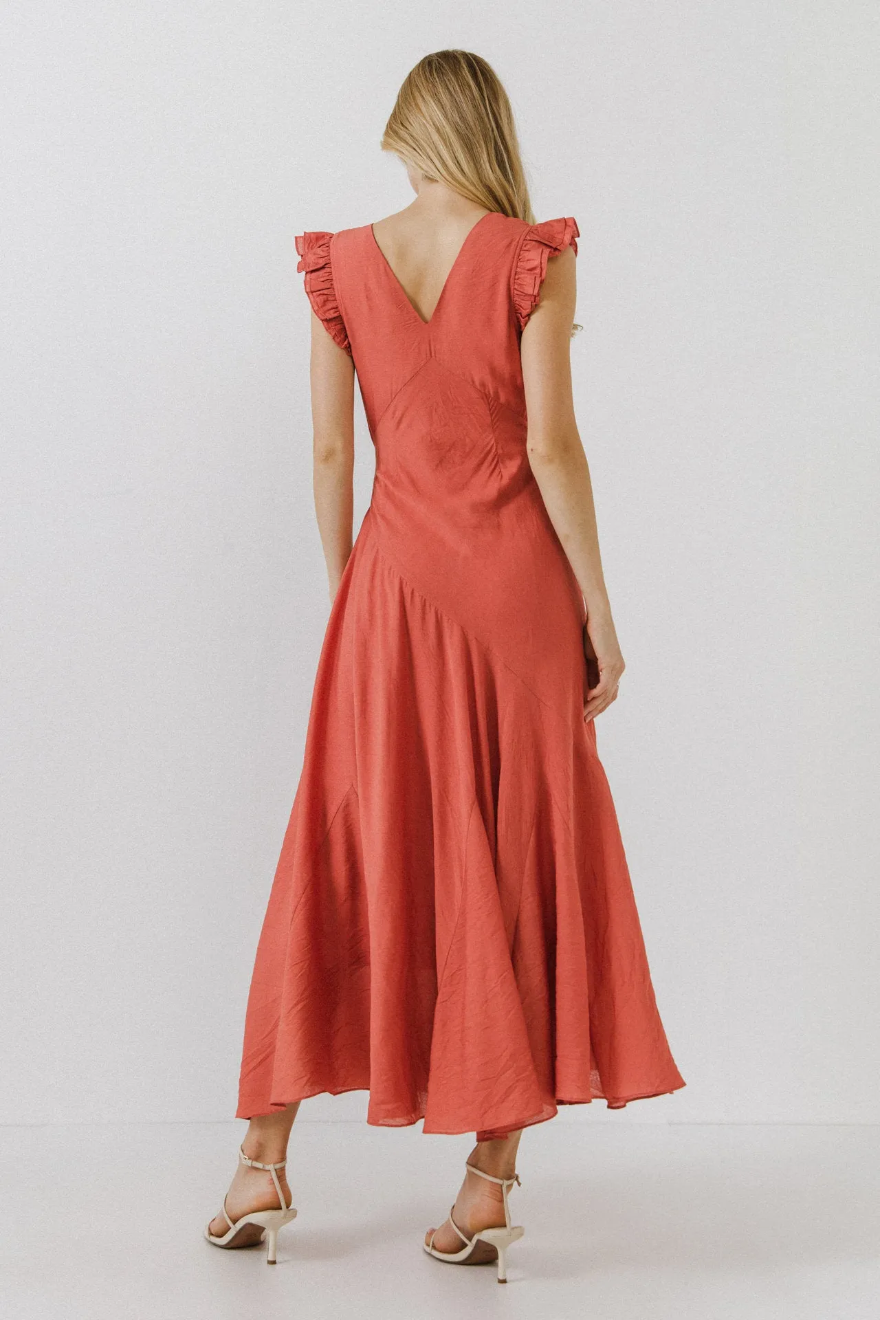 Asymmetrical Ruffle Maxi Dress