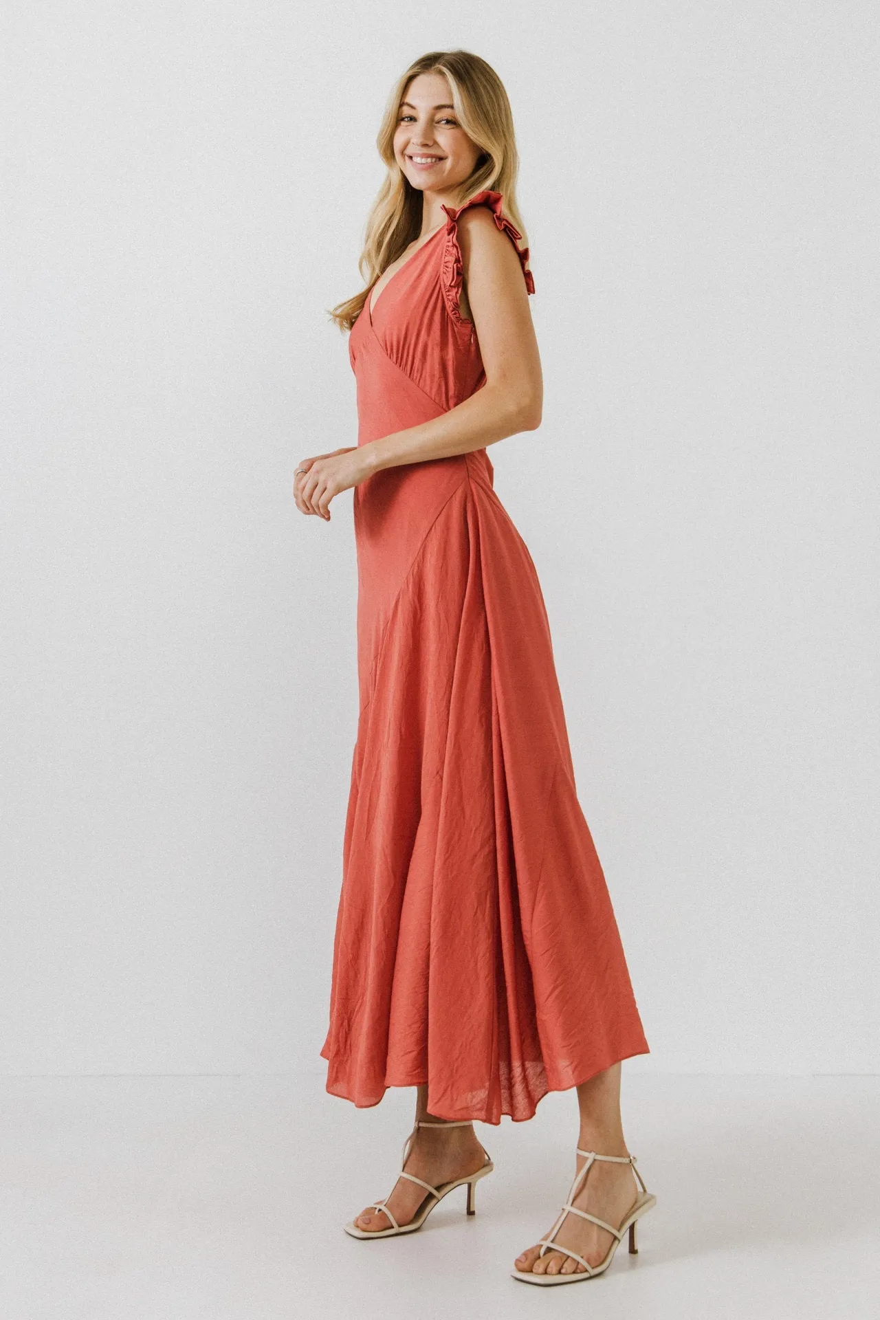 Asymmetrical Ruffle Maxi Dress