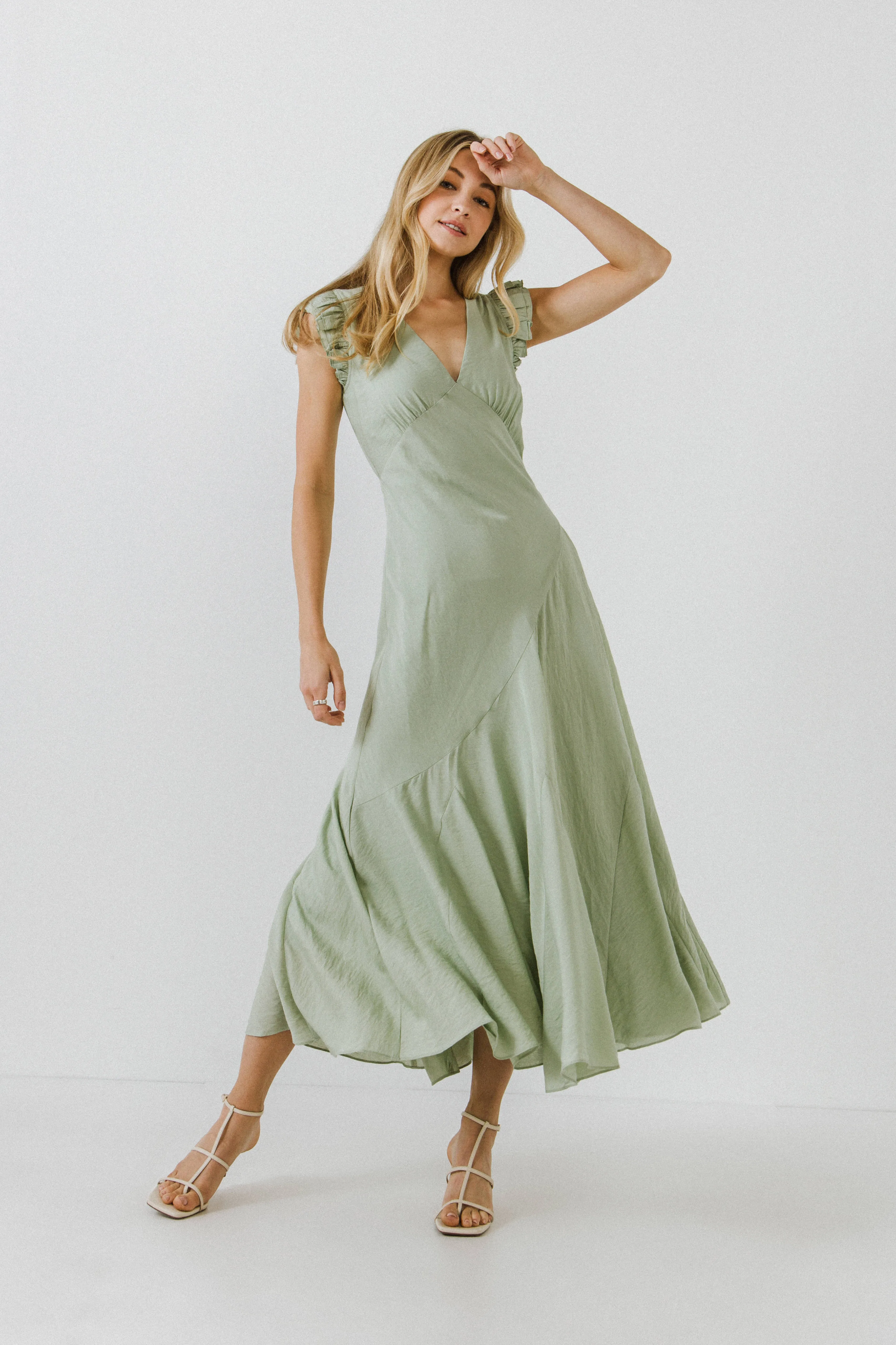Asymmetrical Ruffle Maxi Dress