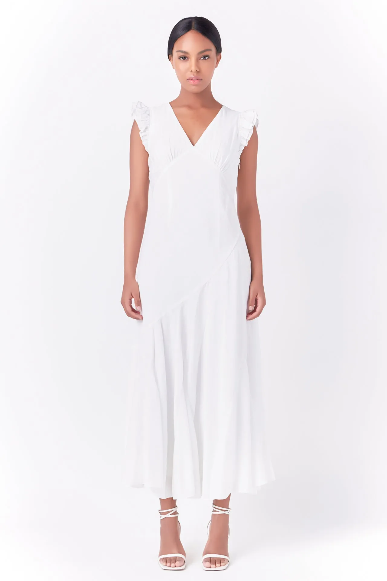 Asymmetrical Ruffle Maxi Dress