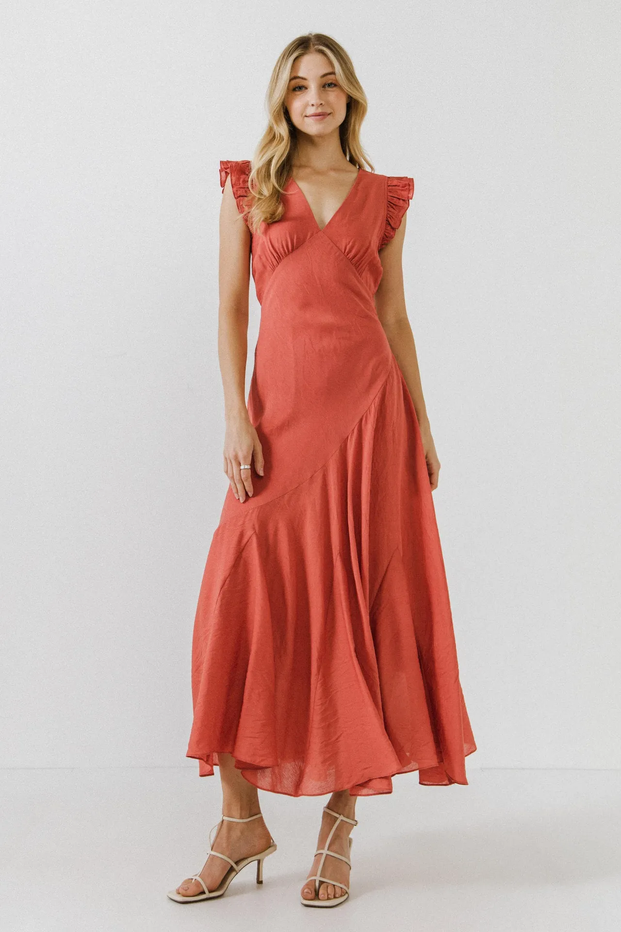 Asymmetrical Ruffle Maxi Dress
