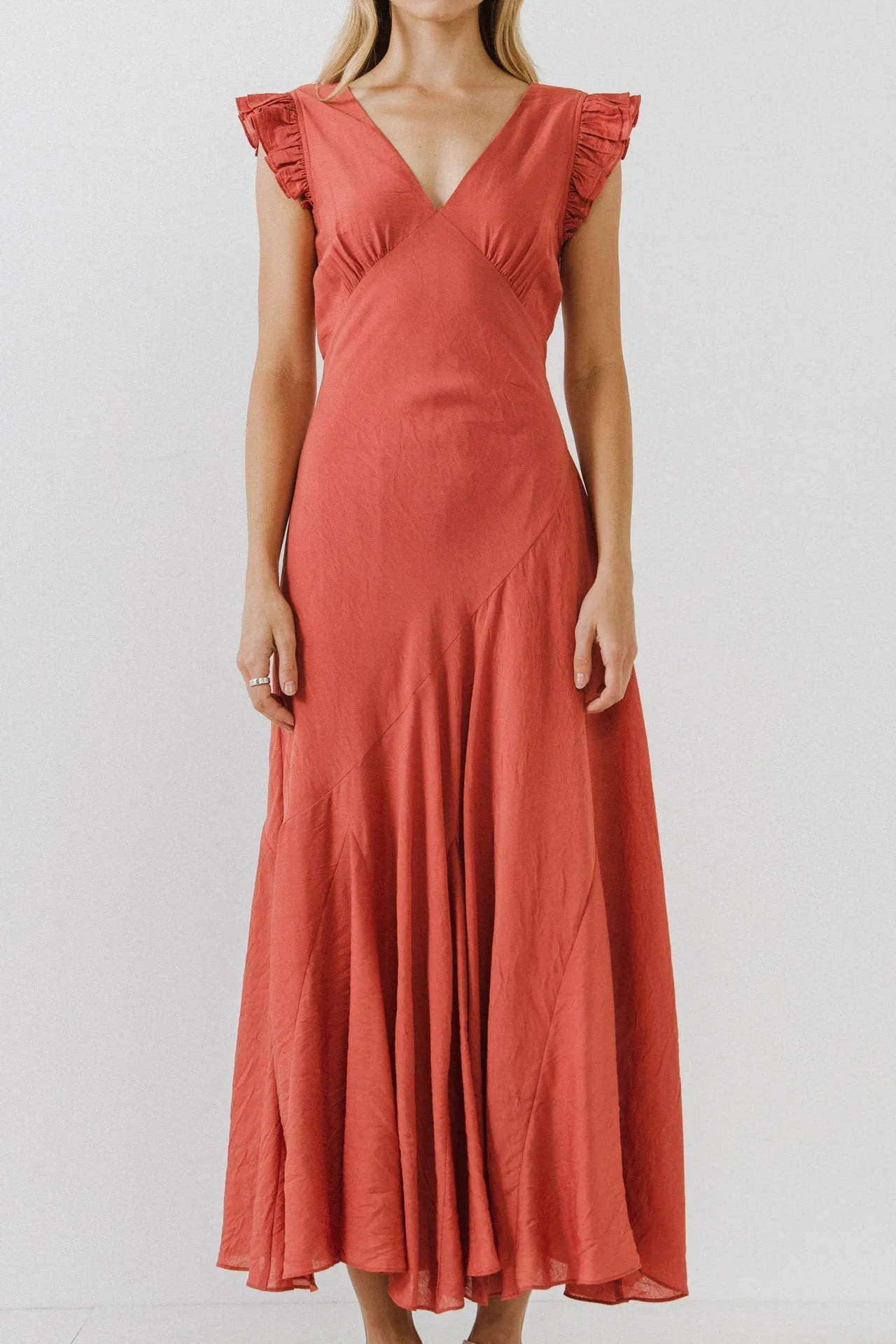 Asymmetrical Ruffle Maxi Dress