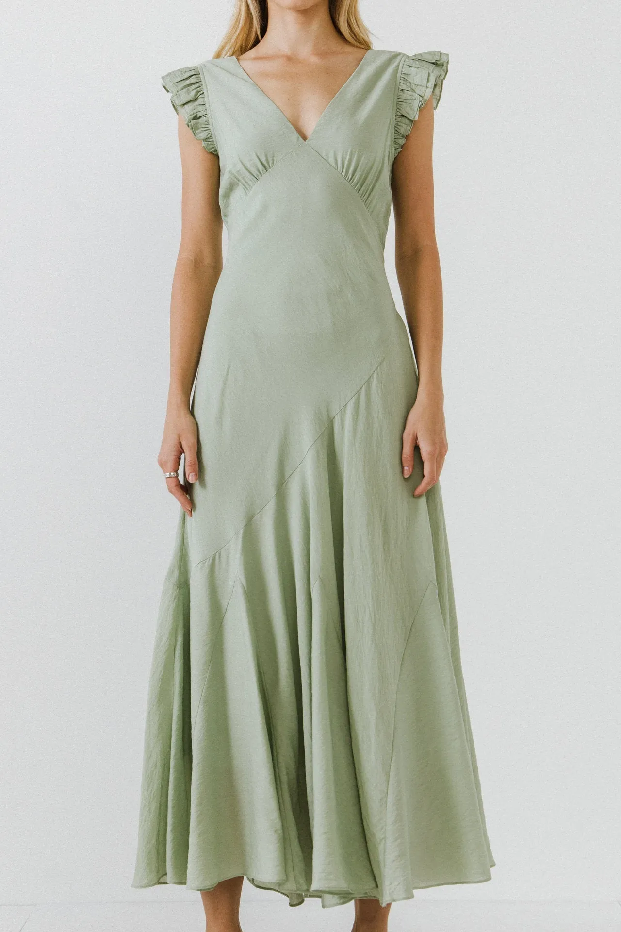 Asymmetrical Ruffle Maxi Dress