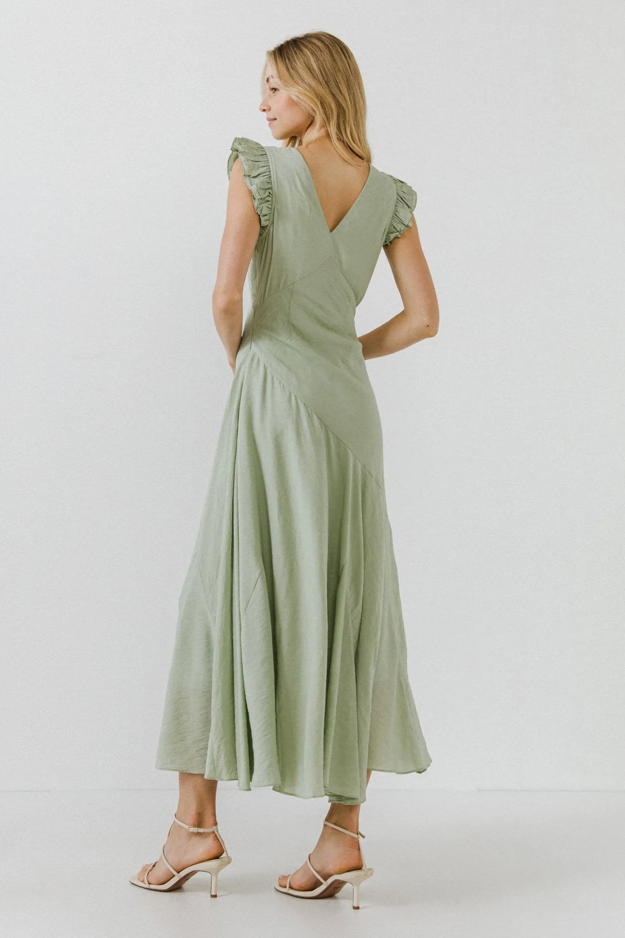 Asymmetrical Ruffle Maxi Dress