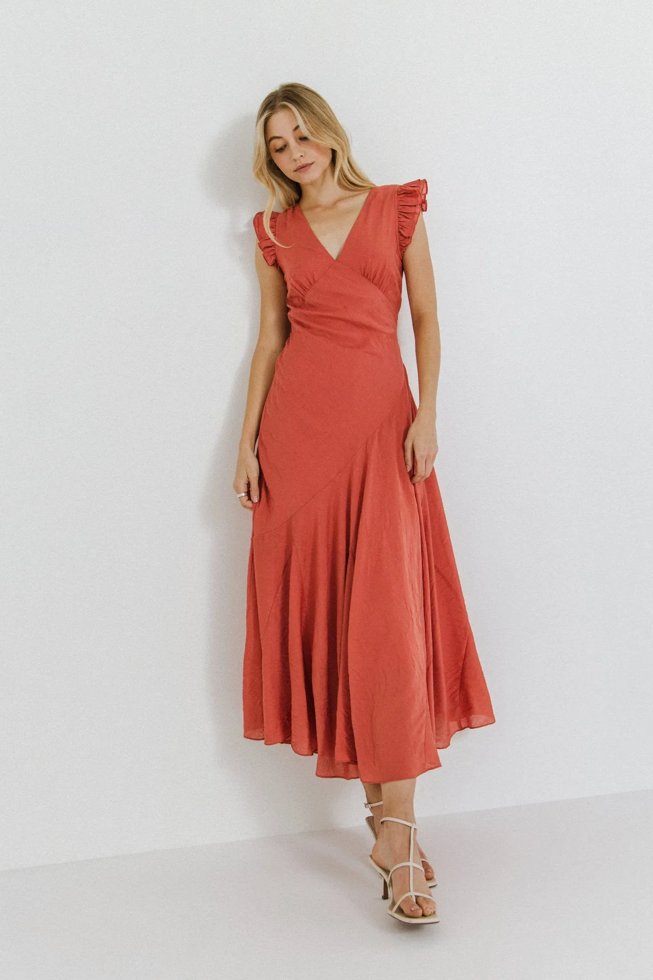 Asymmetrical Ruffle Maxi Dress