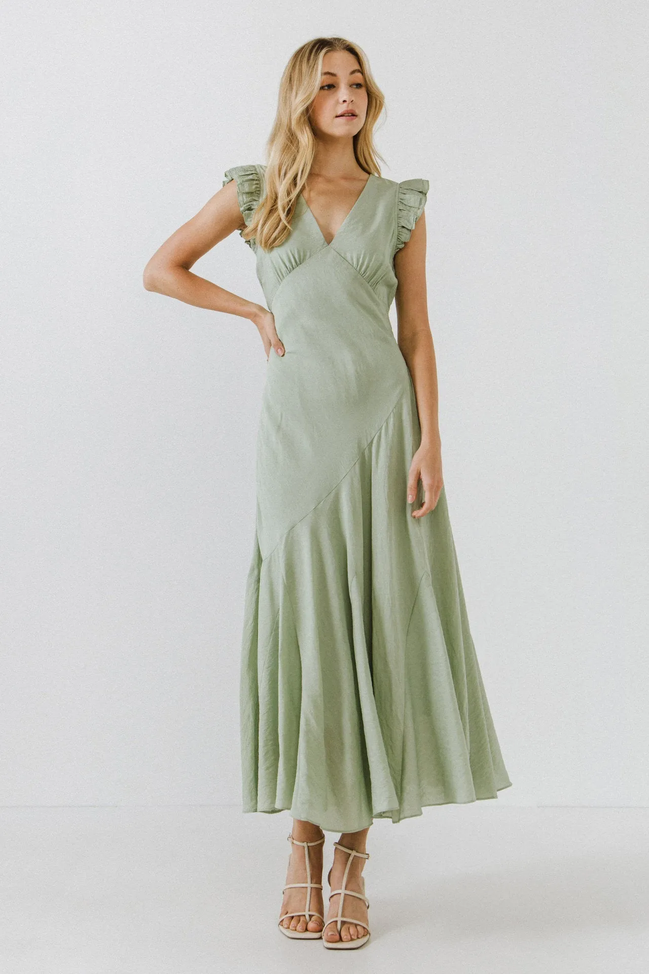 Asymmetrical Ruffle Maxi Dress