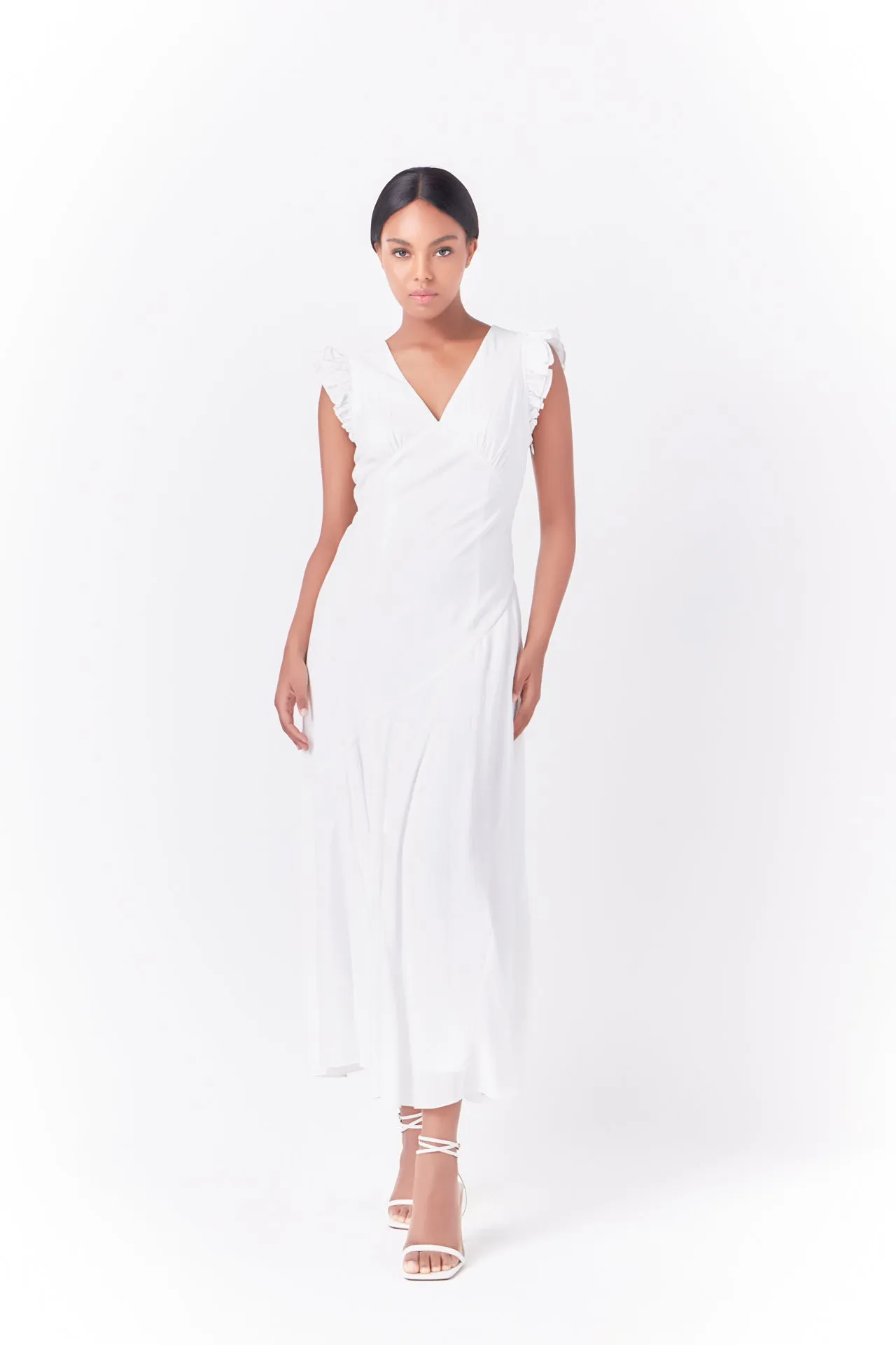 Asymmetrical Ruffle Maxi Dress