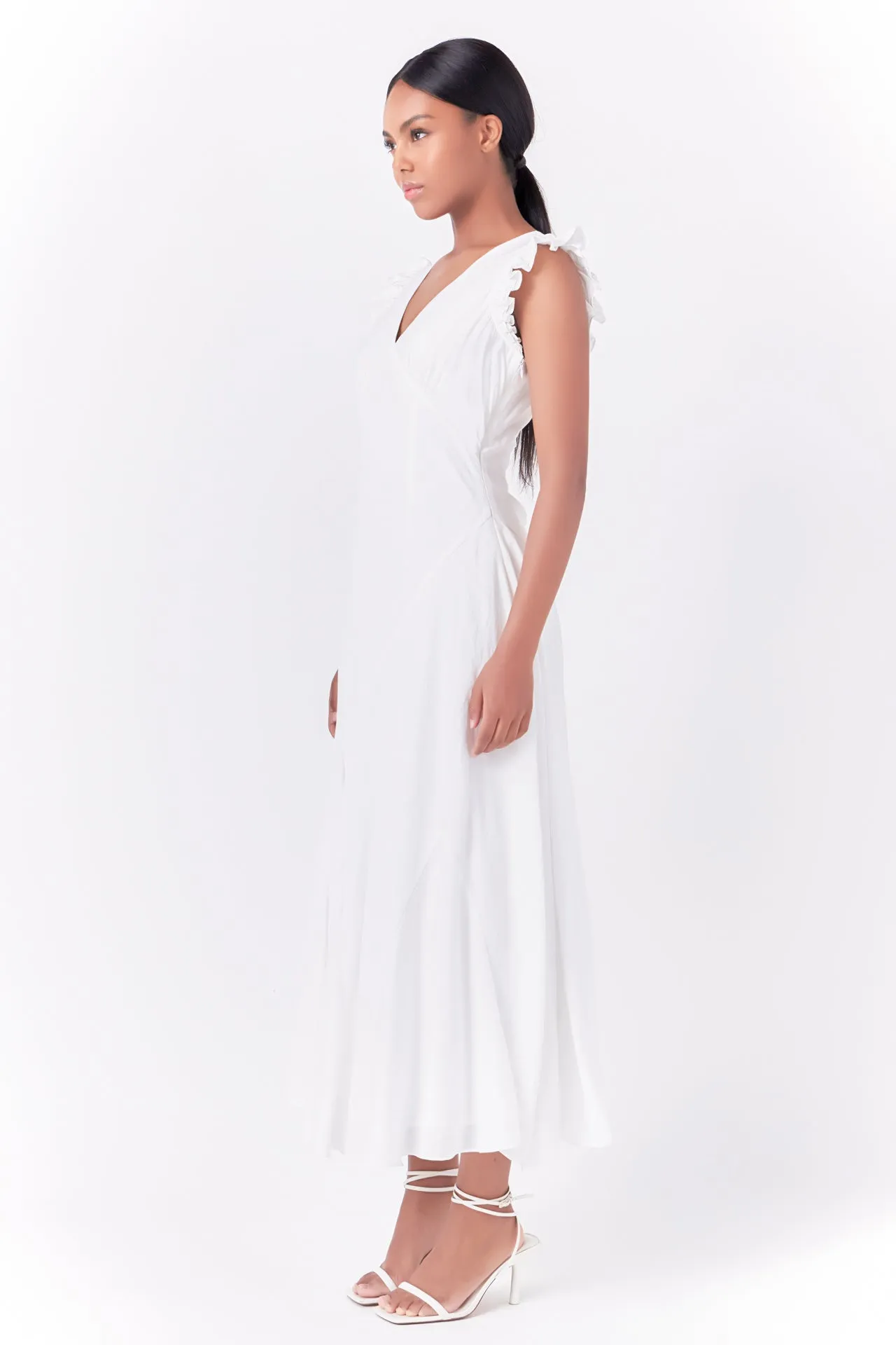 Asymmetrical Ruffle Maxi Dress