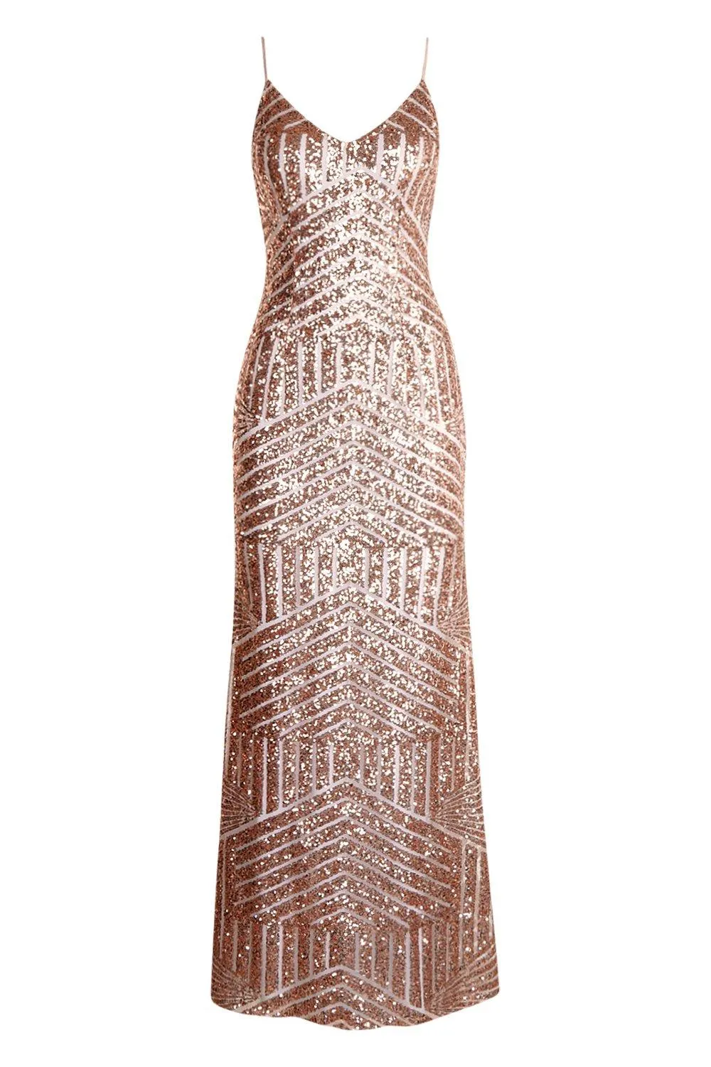 Boohoo Strappy Sequin Mesh Party Dress, Rose