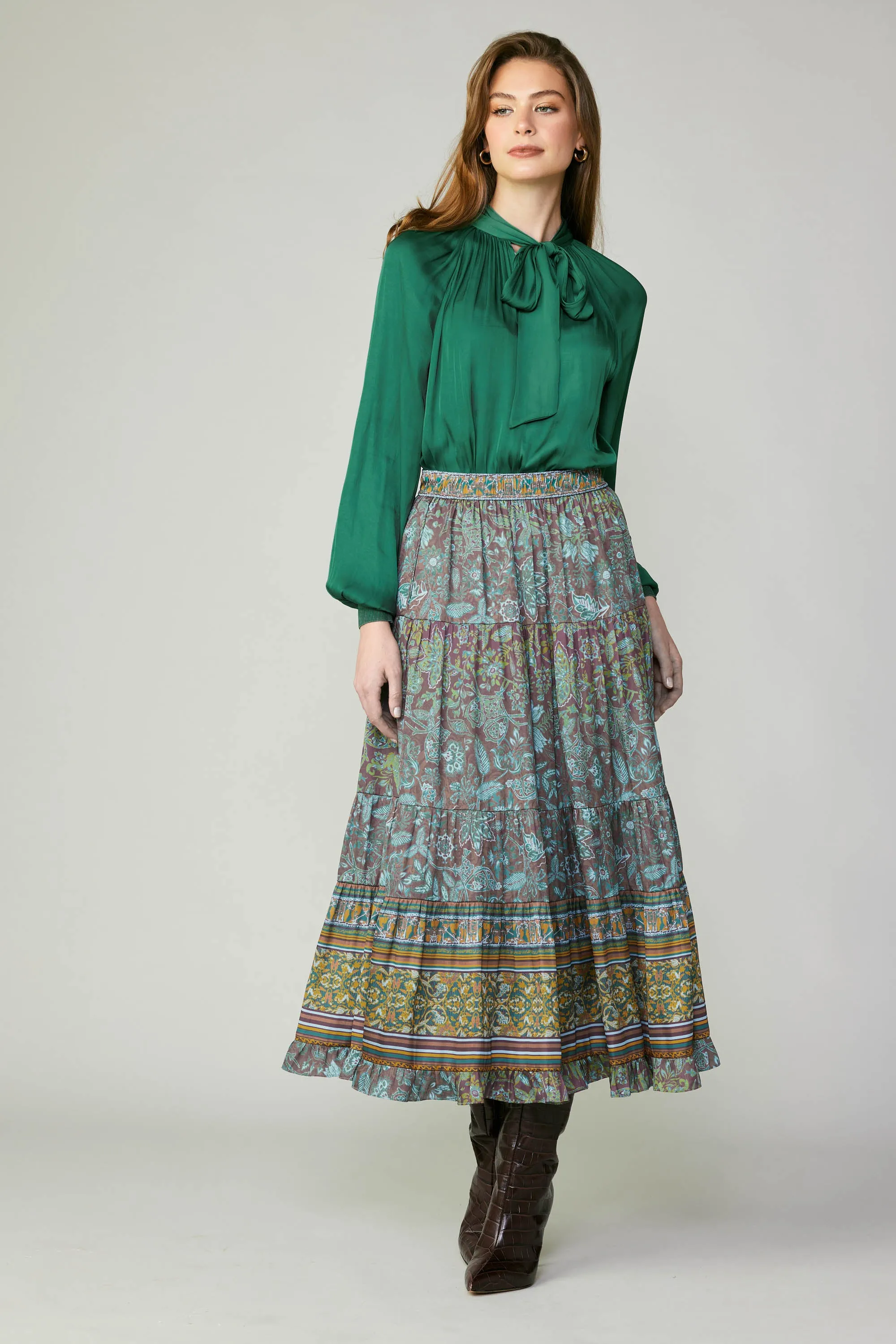 Border Printed Floral Skirt