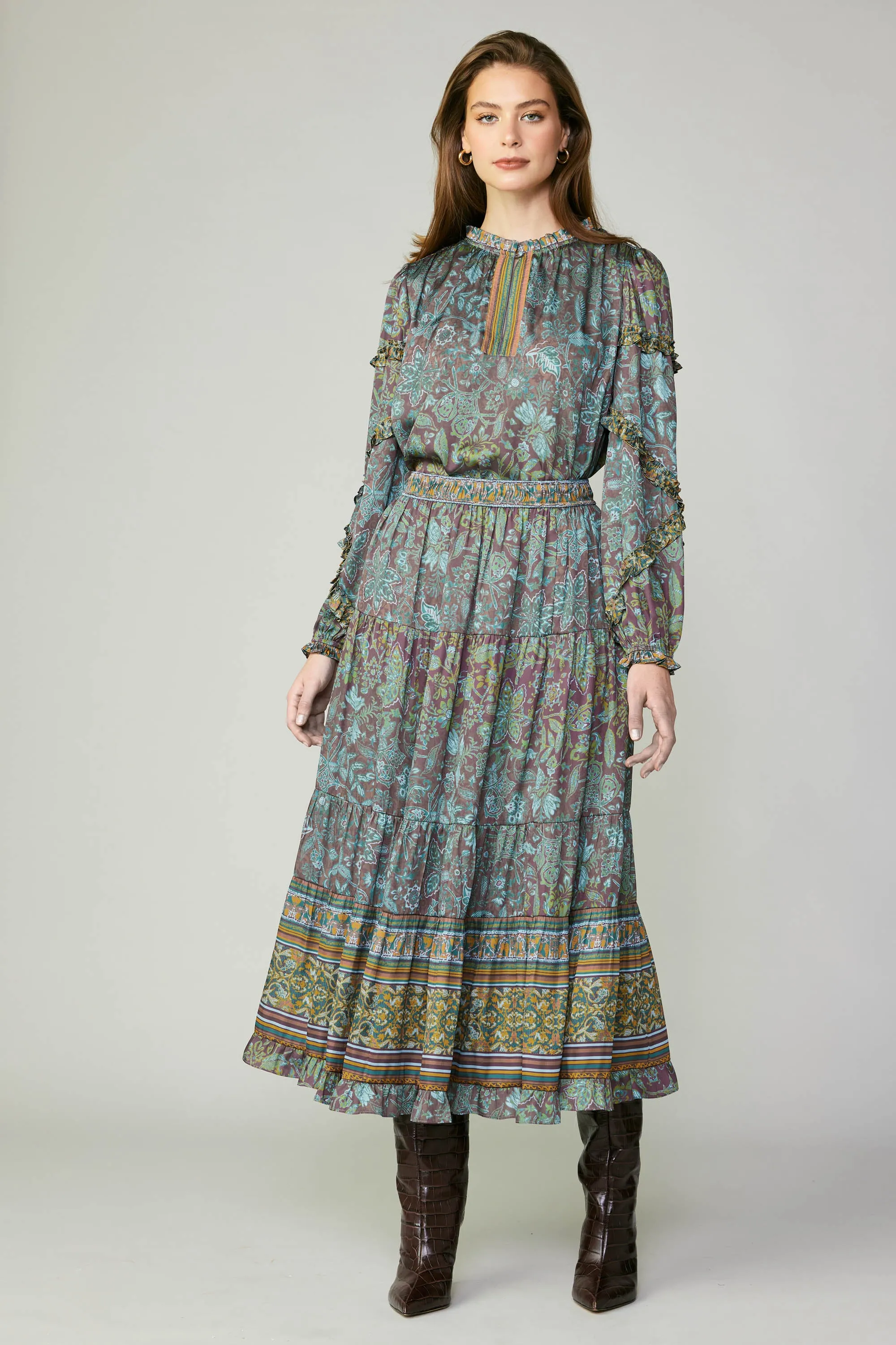 Border Printed Floral Skirt