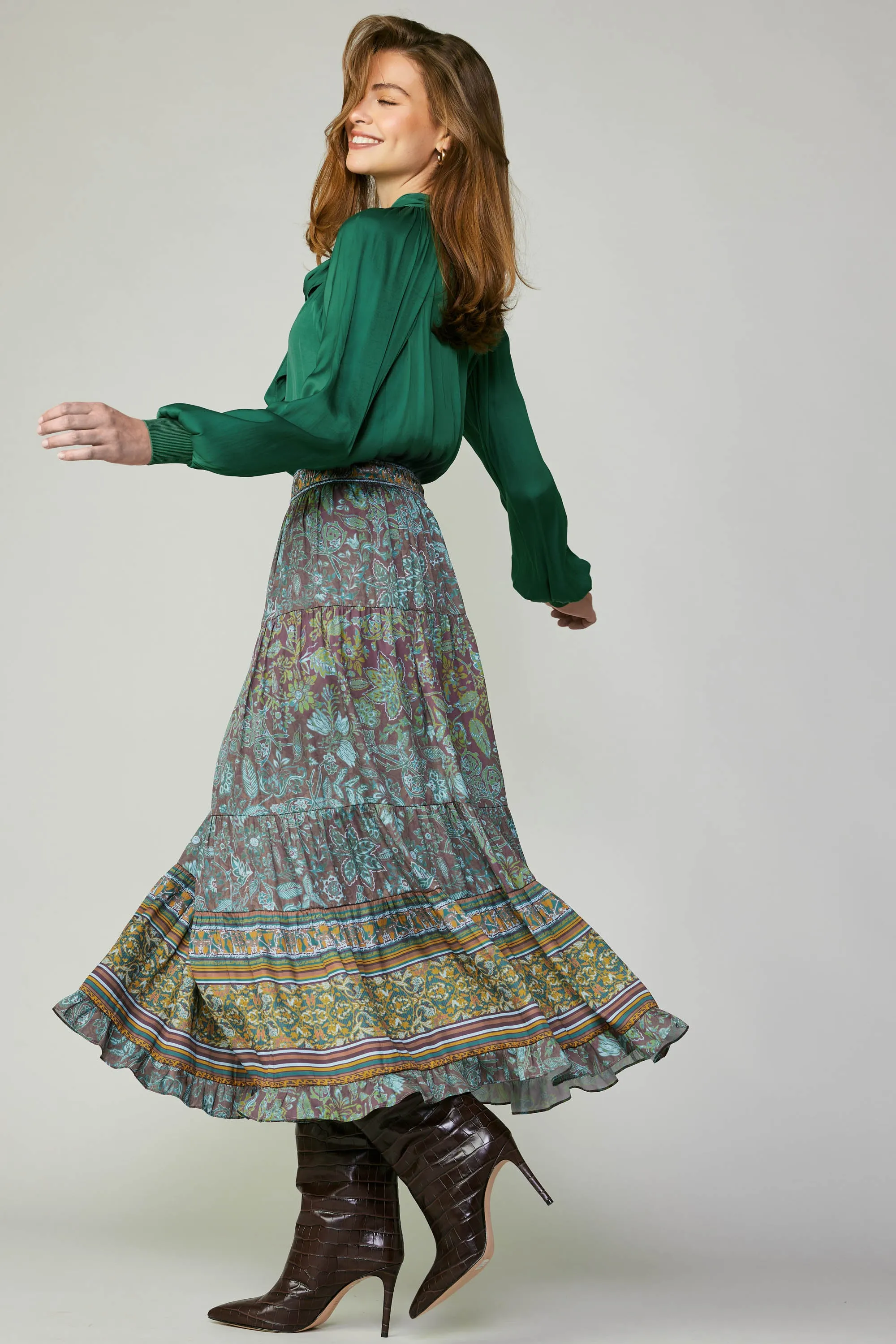 Border Printed Floral Skirt
