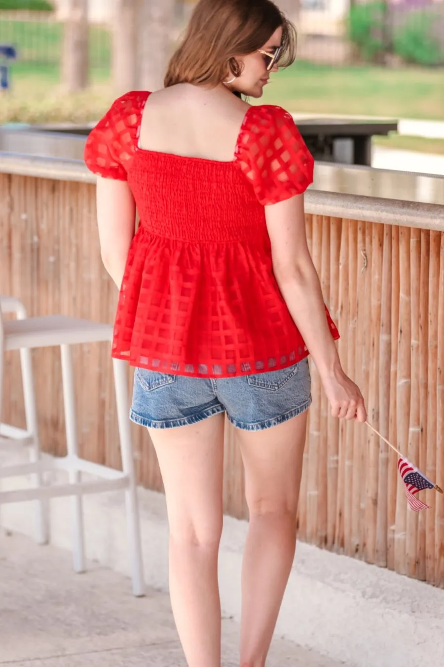 Born In The USA Smocked Top