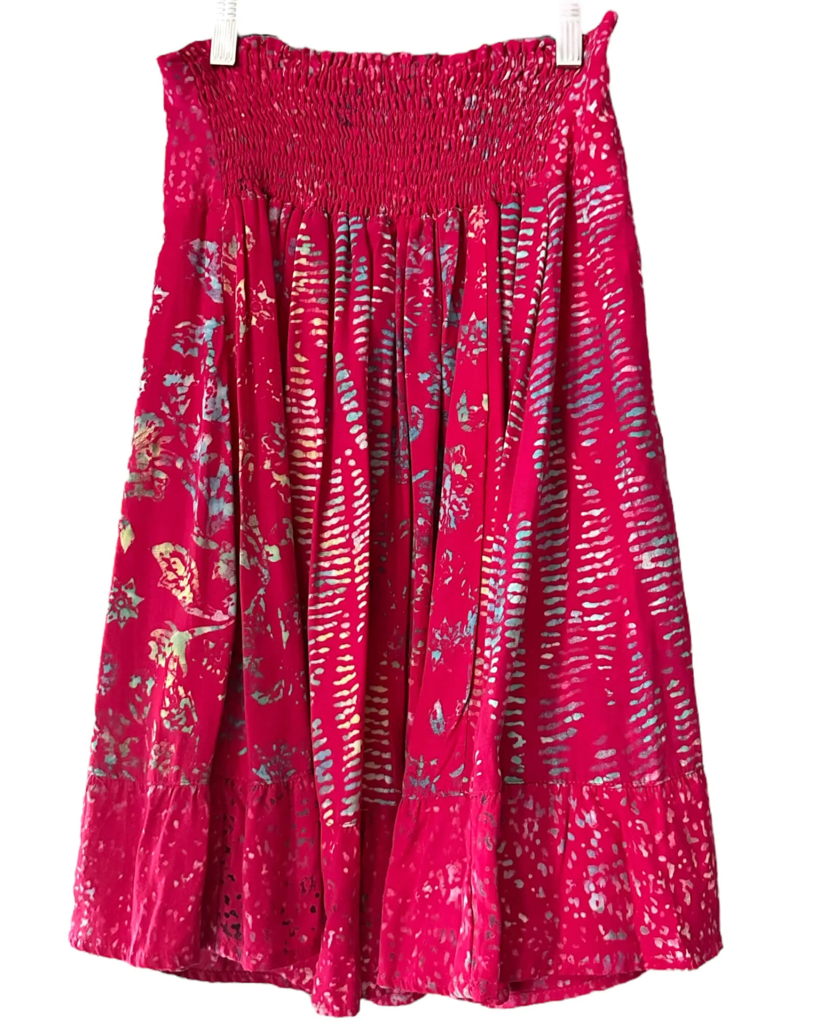Bright Winter Costal Print Ruffle Hem Skirt