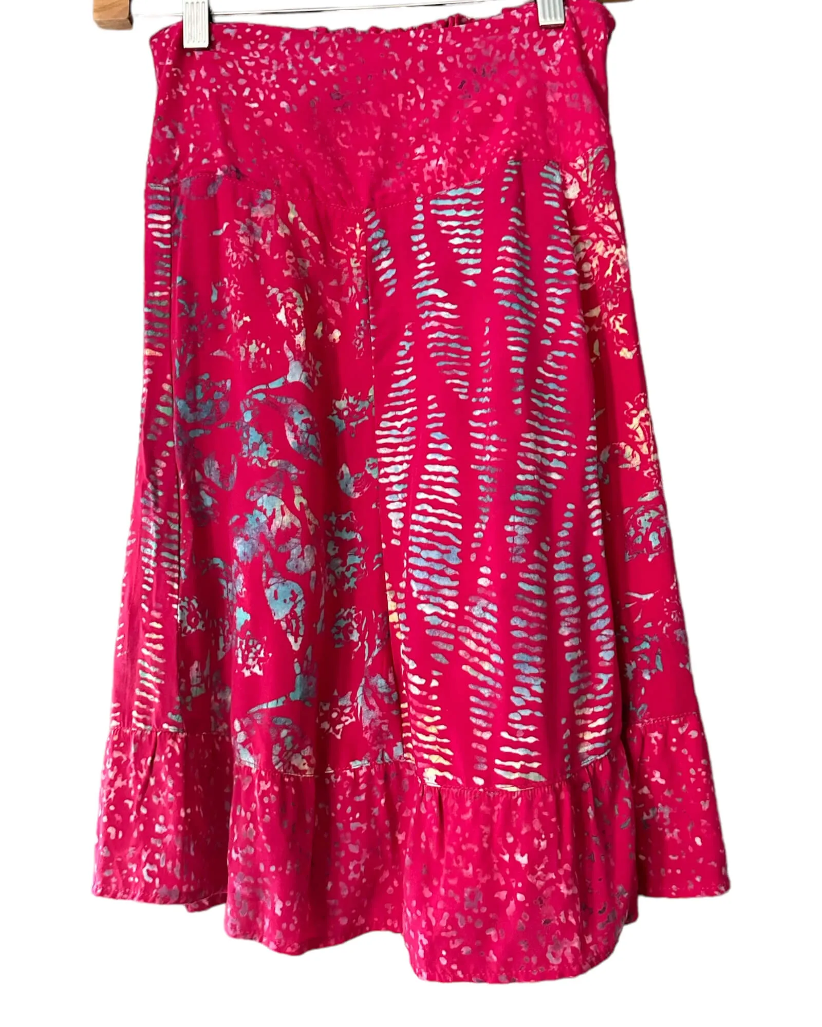 Bright Winter Costal Print Ruffle Hem Skirt