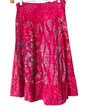 Bright Winter Costal Print Ruffle Hem Skirt