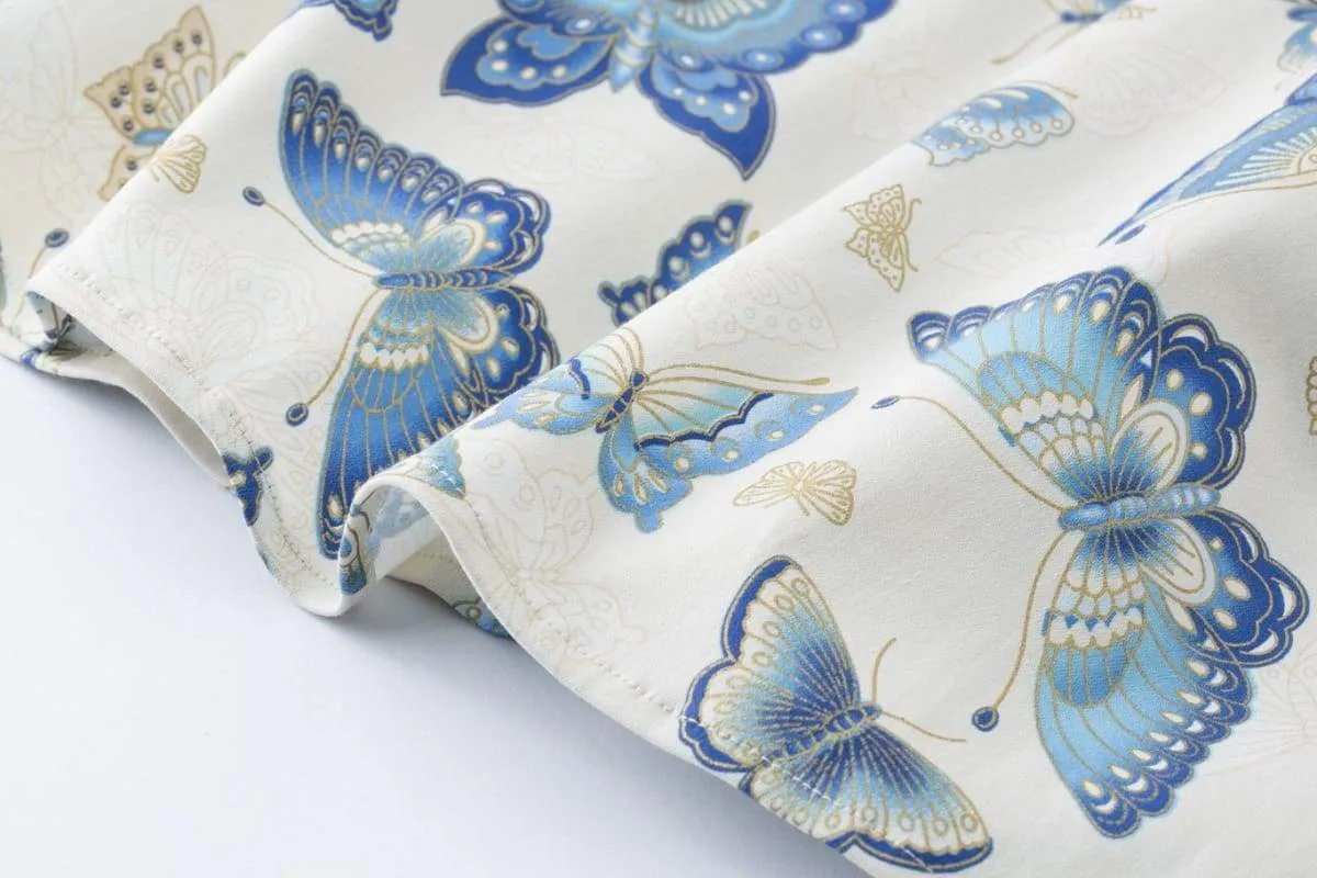 Butterfly Scoop Neck Bow Tie Vintage Swing Dress