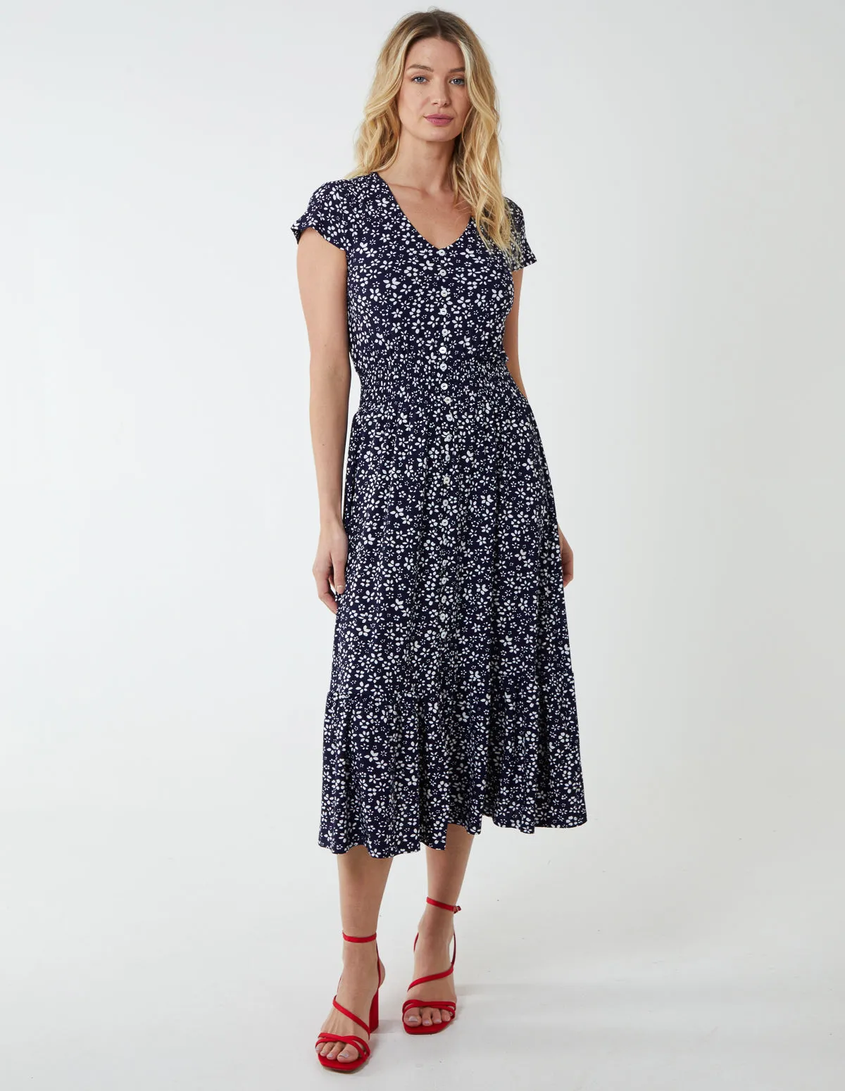 Button Through Midi Dress