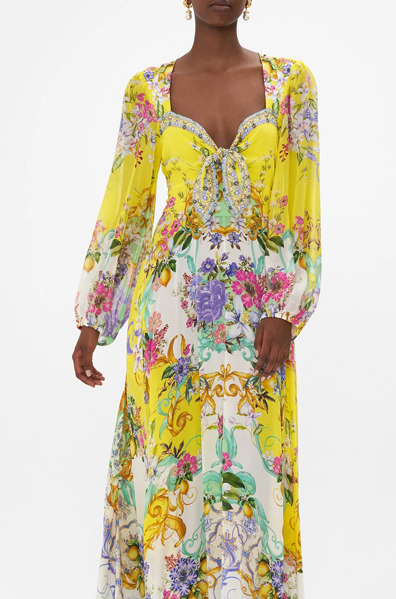 Camilla - Caterina Spritz Tie Front Mid Sleeve Dress