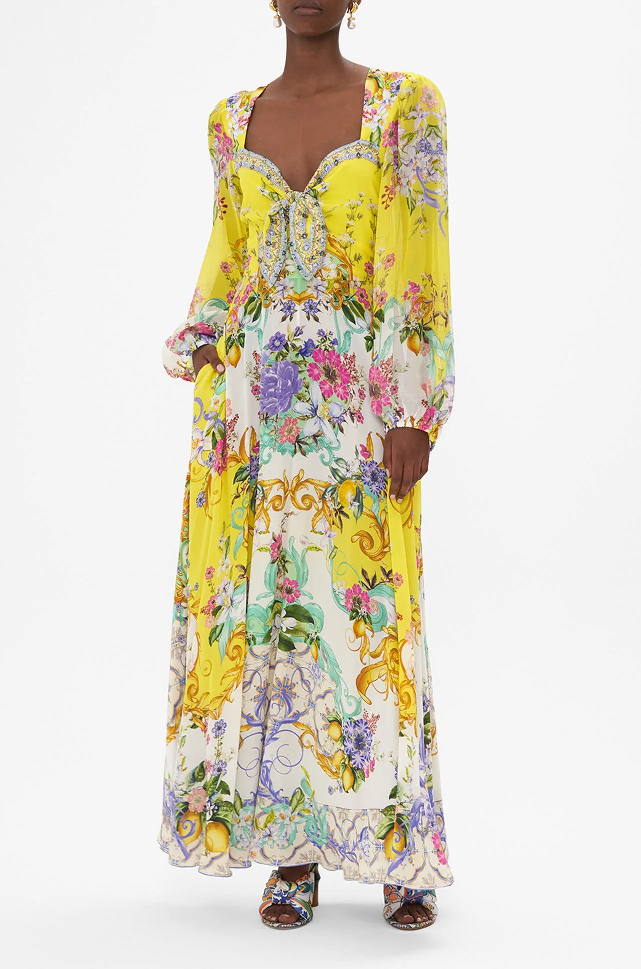 Camilla - Caterina Spritz Tie Front Mid Sleeve Dress