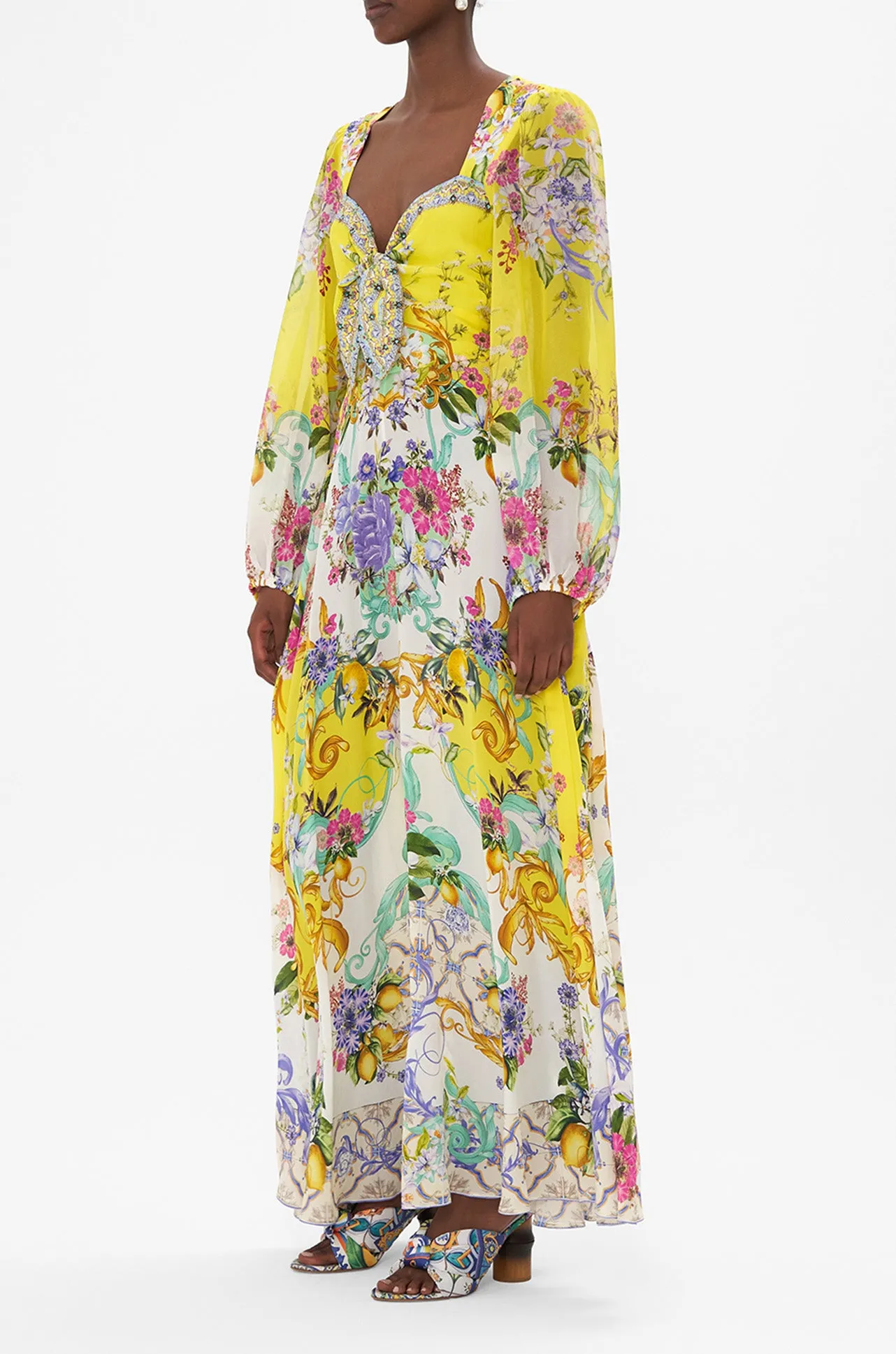 Camilla - Caterina Spritz Tie Front Mid Sleeve Dress