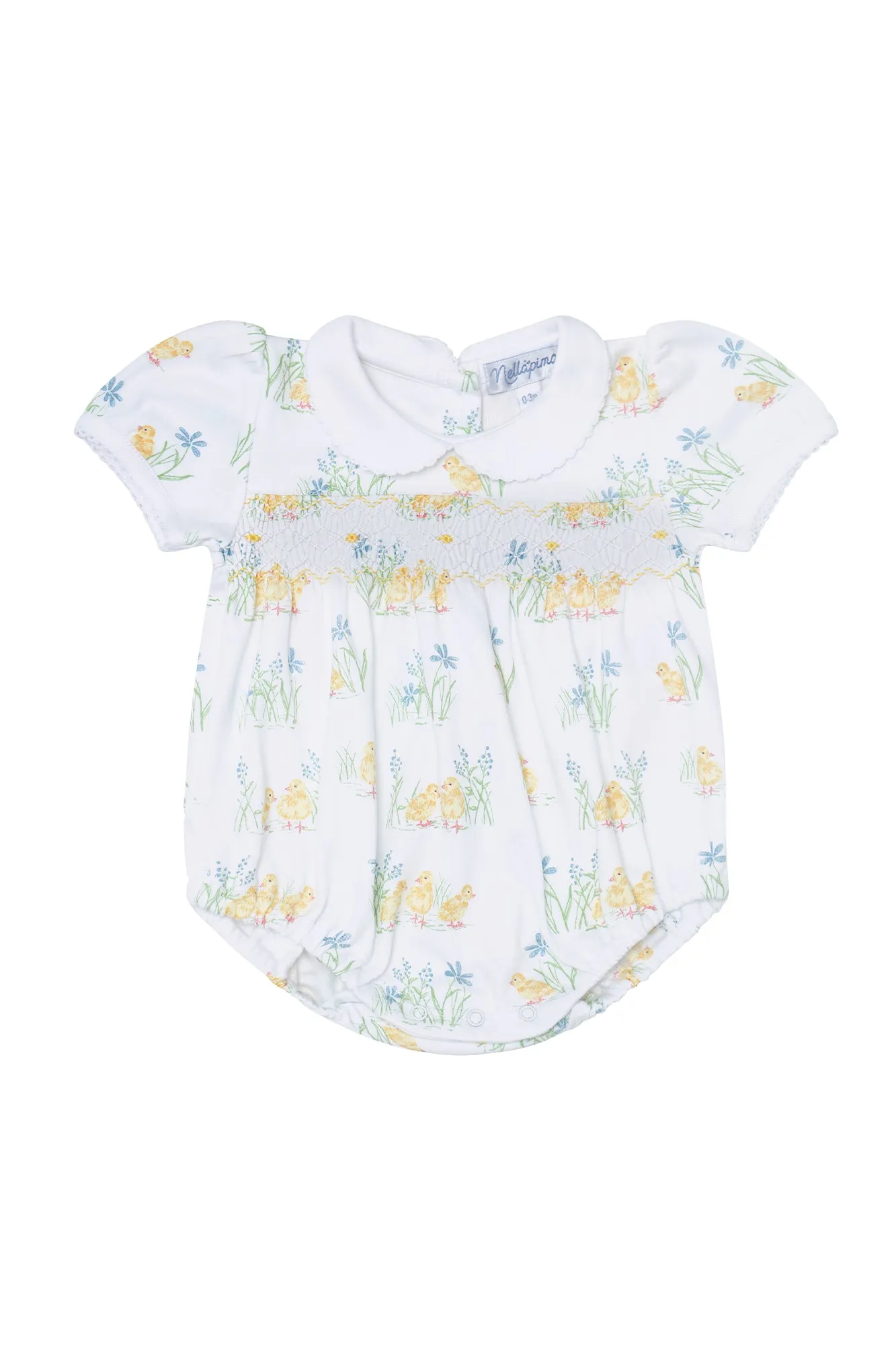 Chicks Print Smocked Bubble