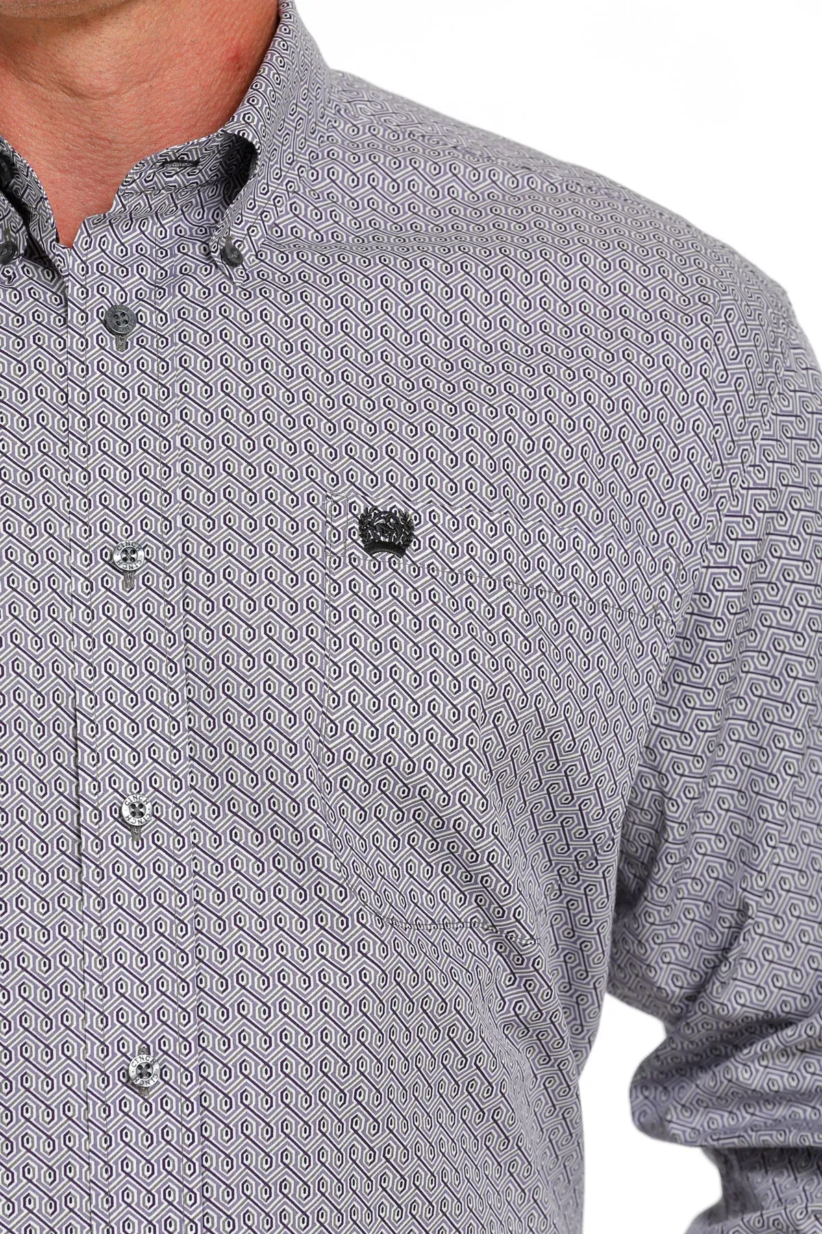 Cinch Men's Classic Grey Geometric Print Shirt