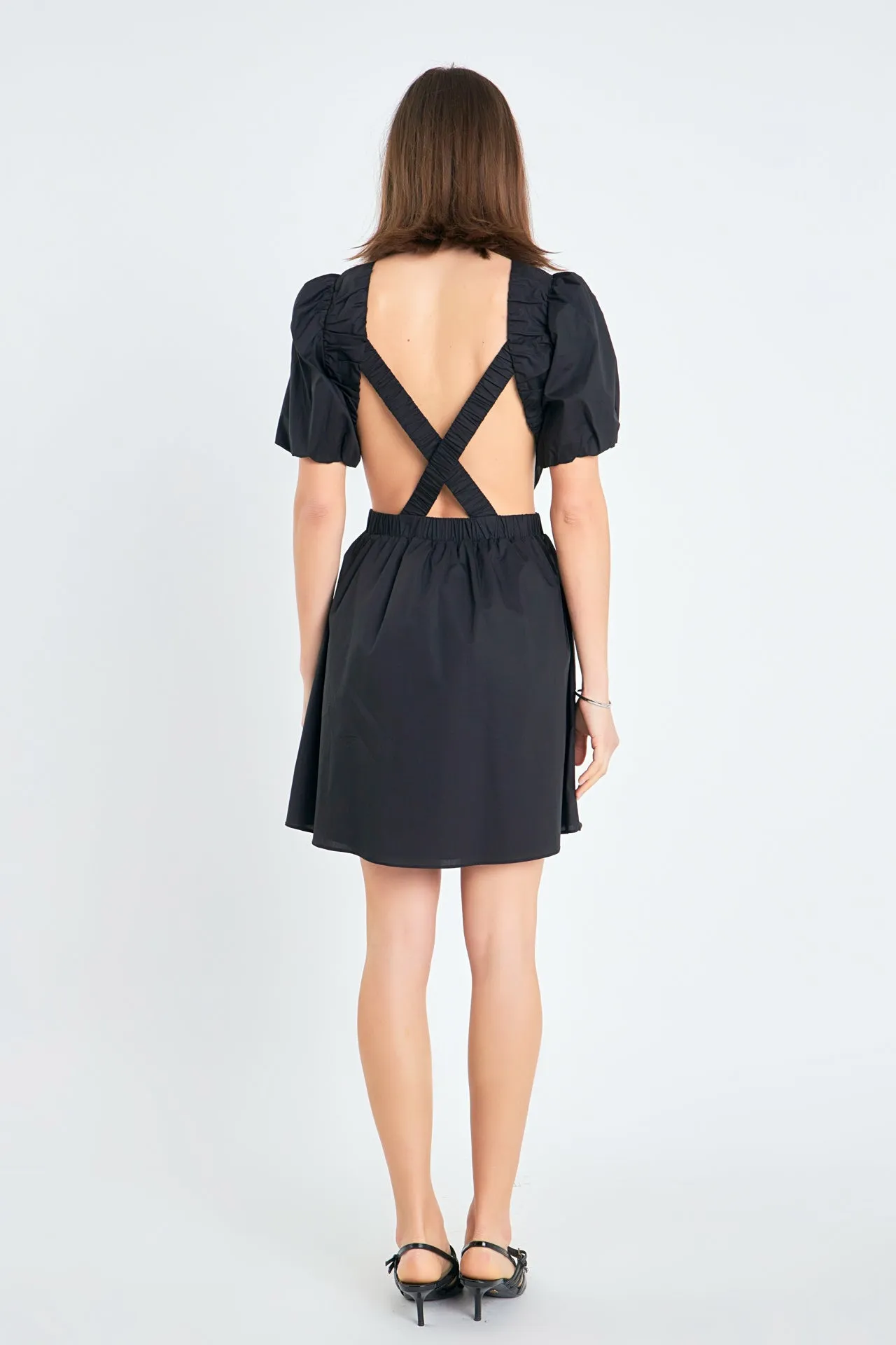 Cut-Out Poplin Mini Dress