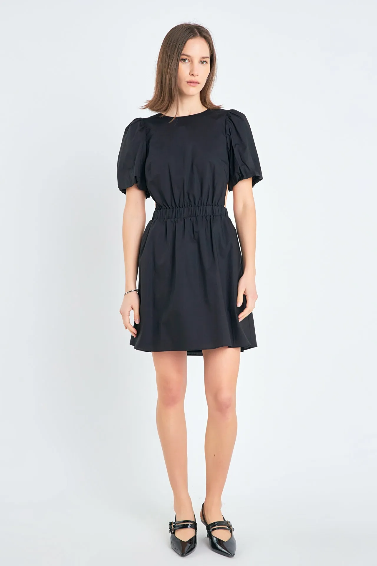 Cut-Out Poplin Mini Dress