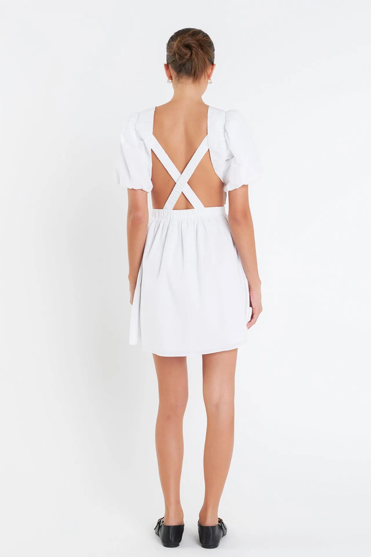 Cut-Out Poplin Mini Dress