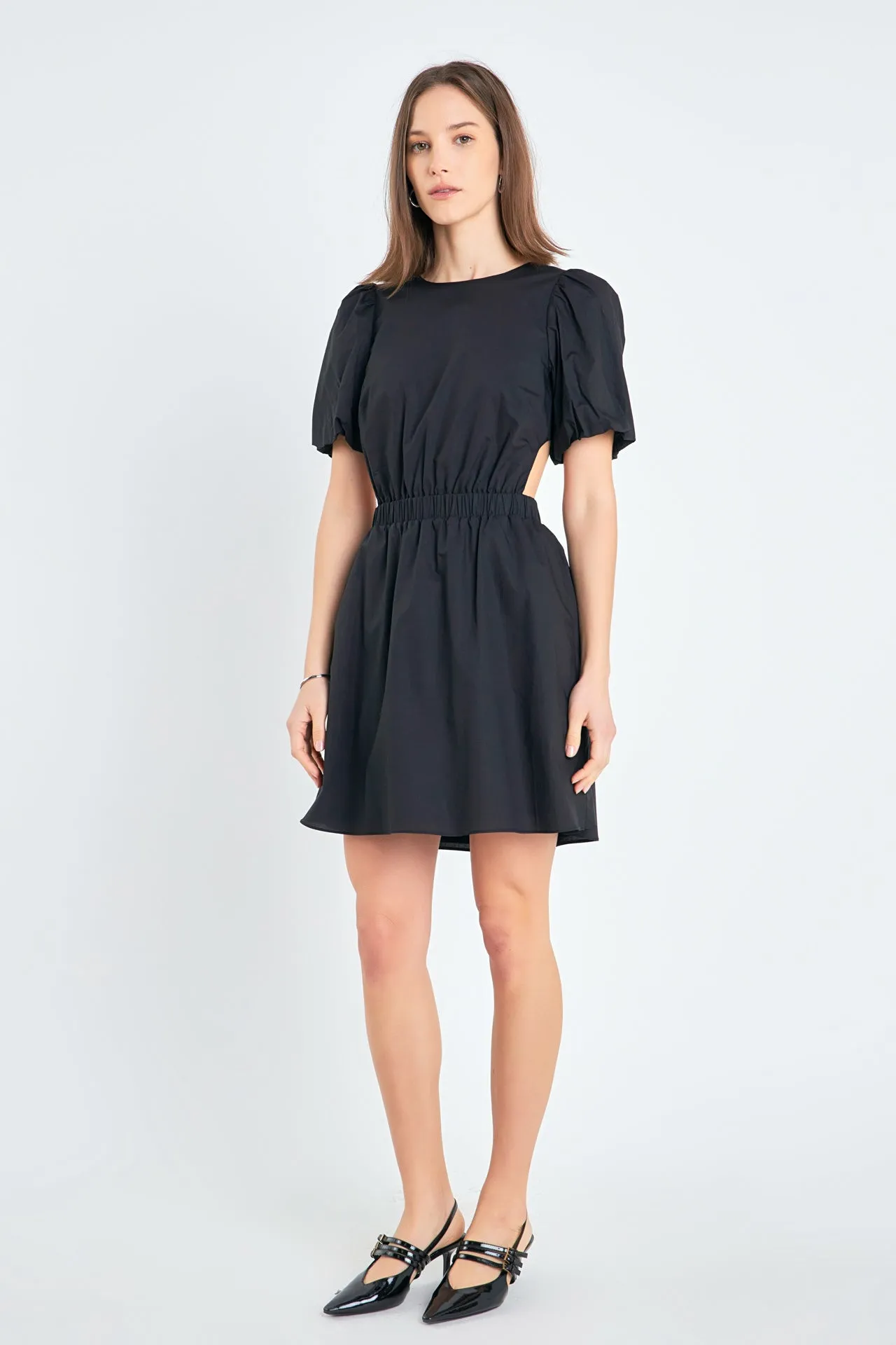 Cut-Out Poplin Mini Dress