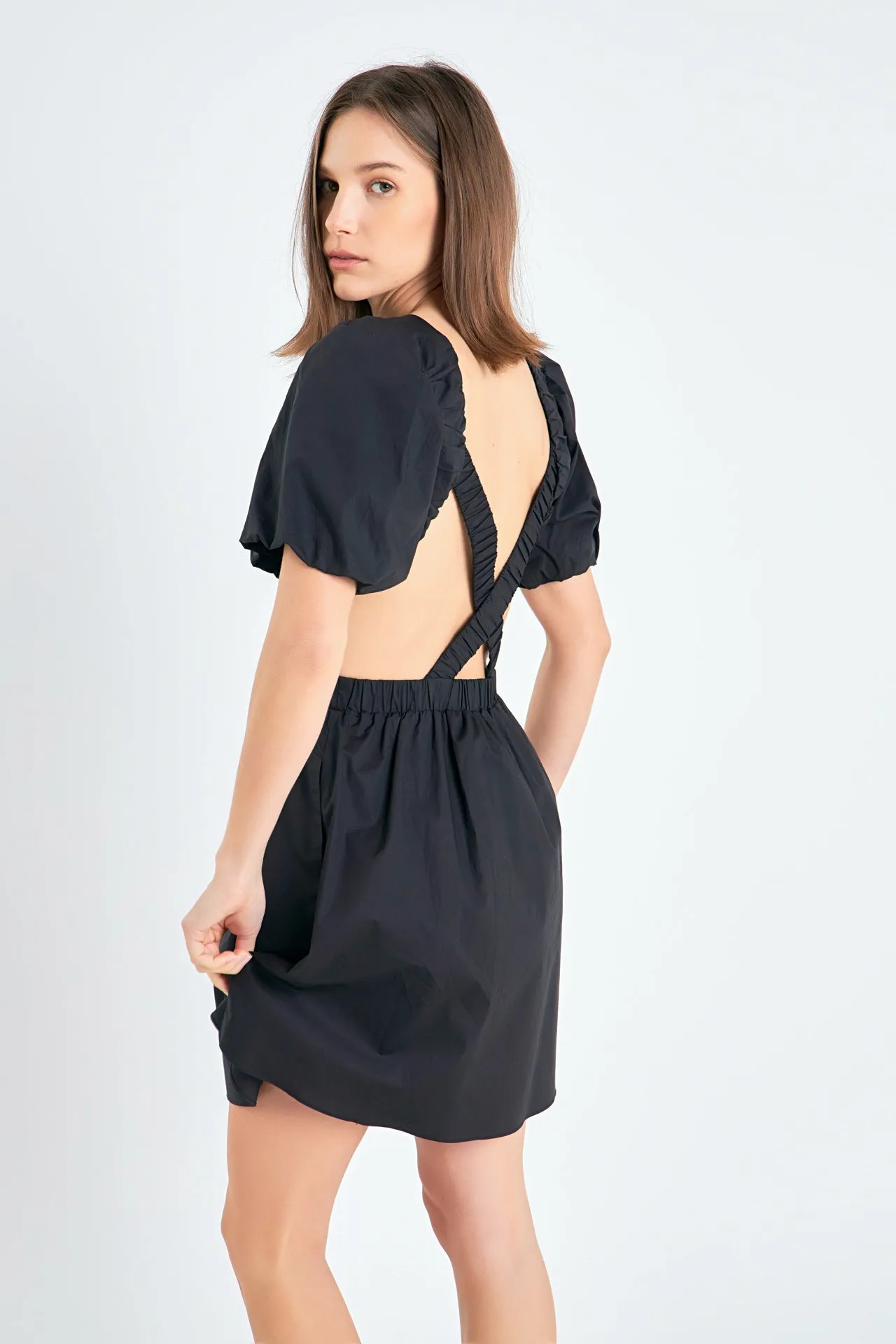 Cut-Out Poplin Mini Dress