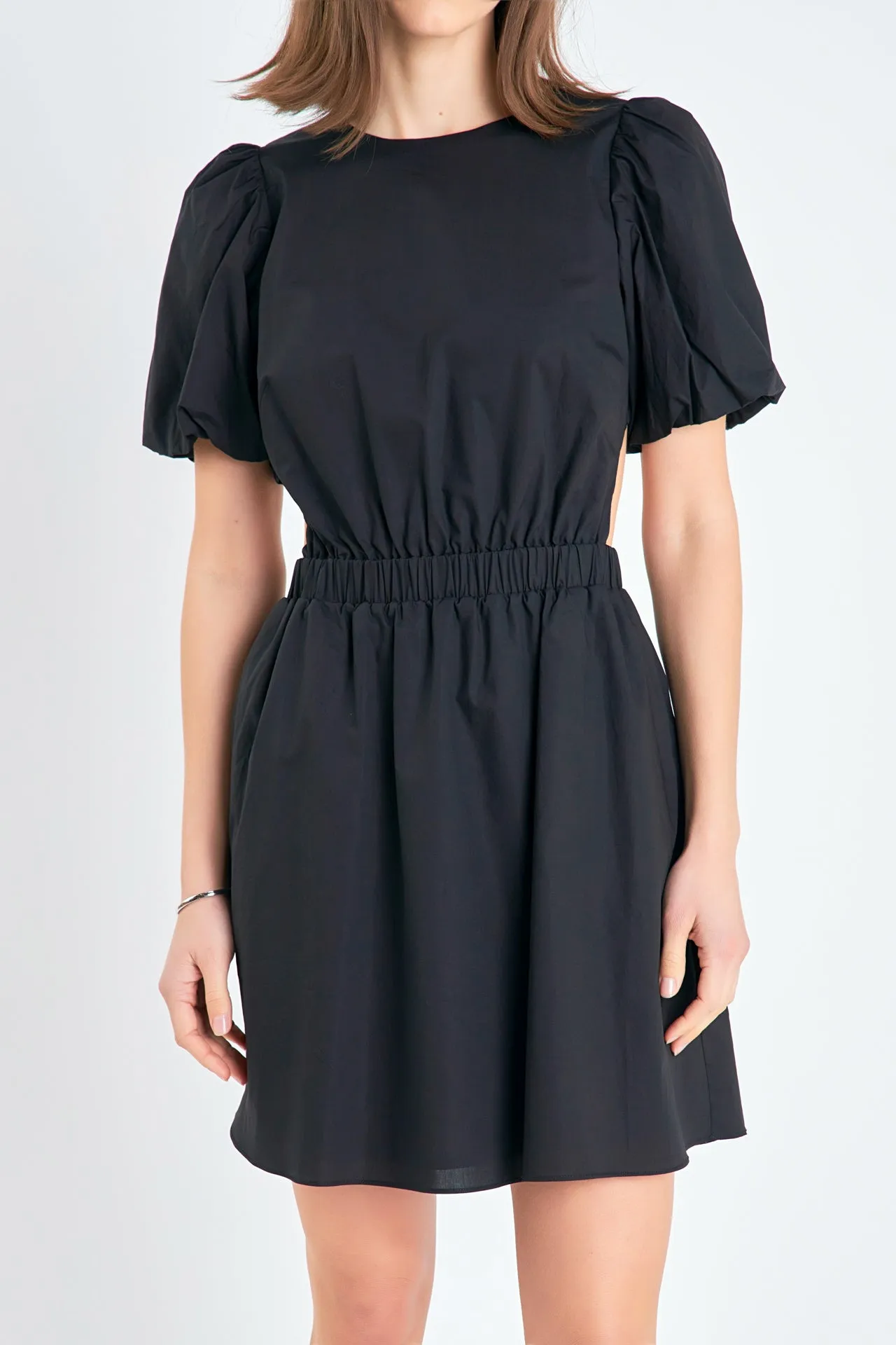 Cut-Out Poplin Mini Dress