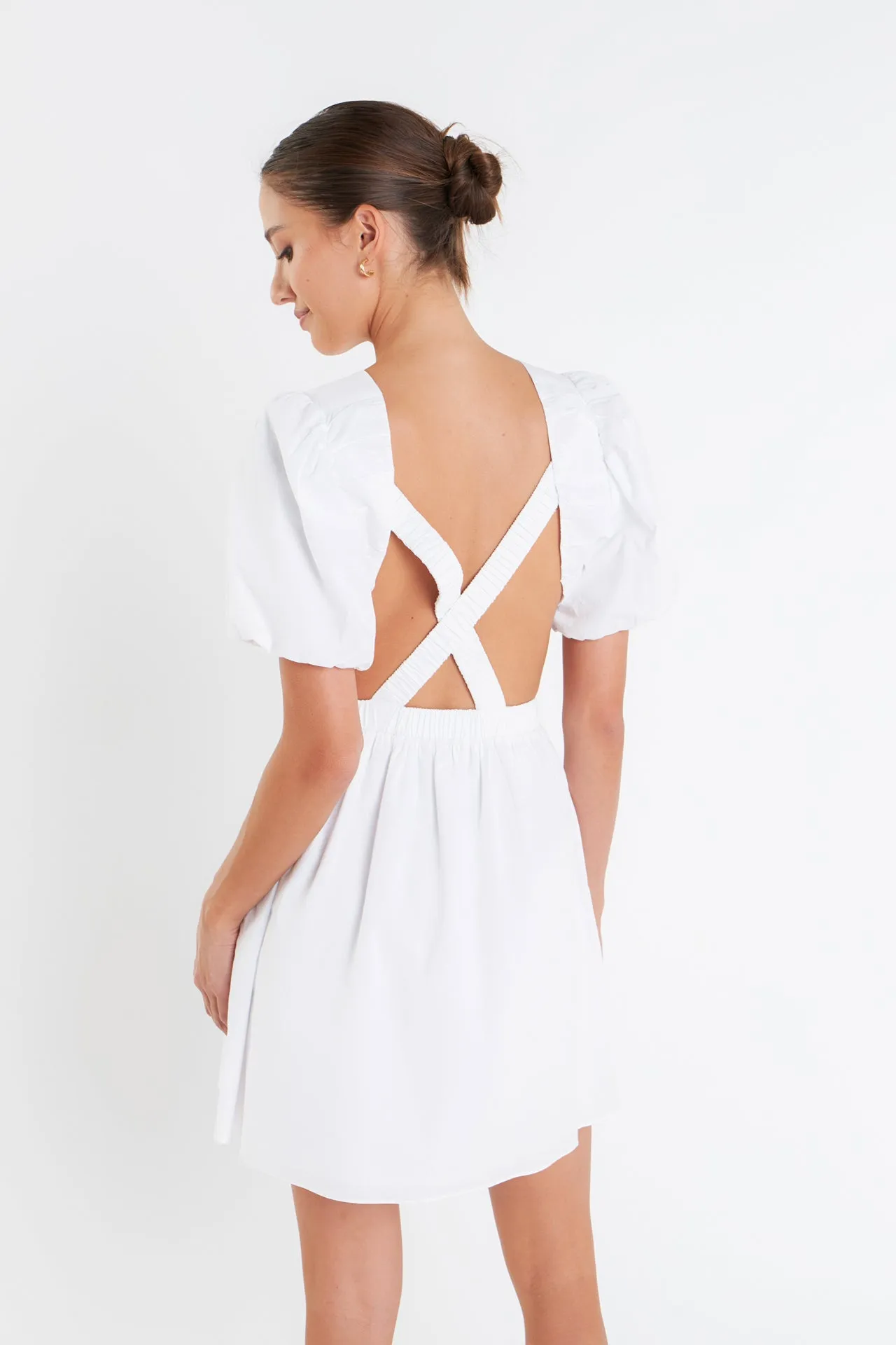 Cut-Out Poplin Mini Dress