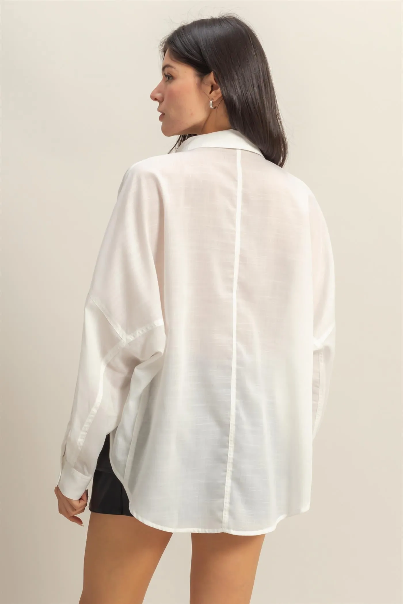 DZ25C750-Oversized Button Down Shirt