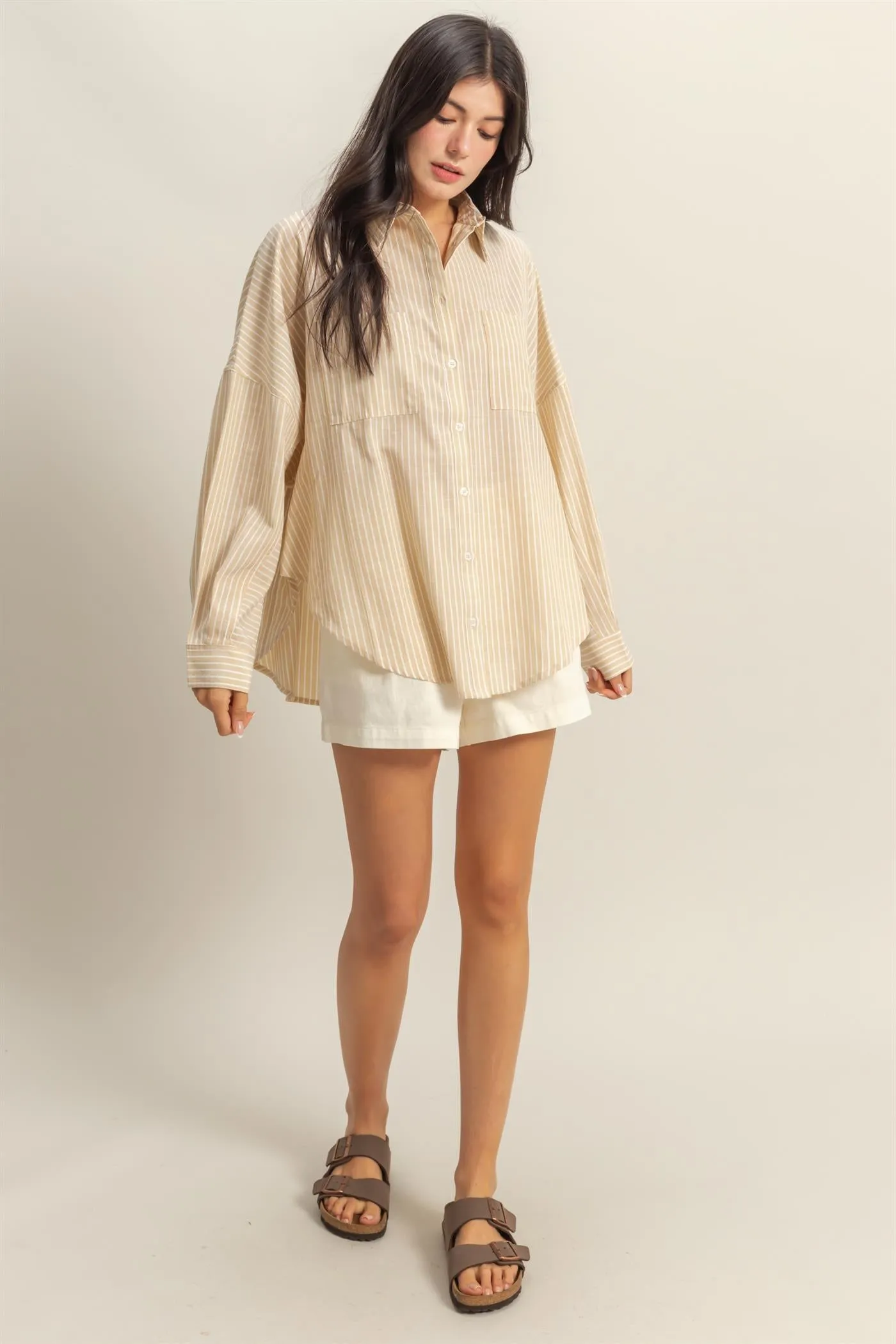 DZ25C750-Oversized Button Down Shirt
