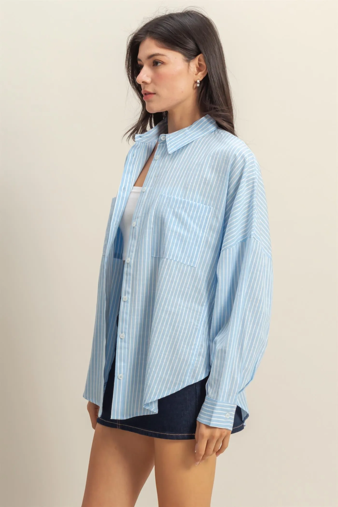 DZ25C750-Oversized Button Down Shirt