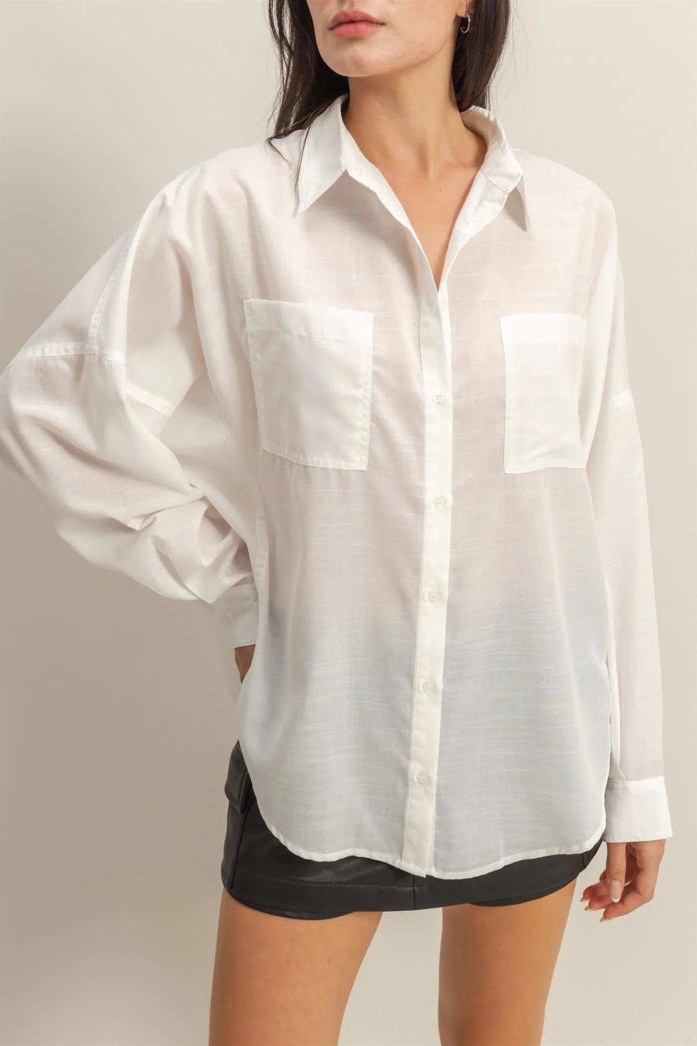 DZ25C750-Oversized Button Down Shirt