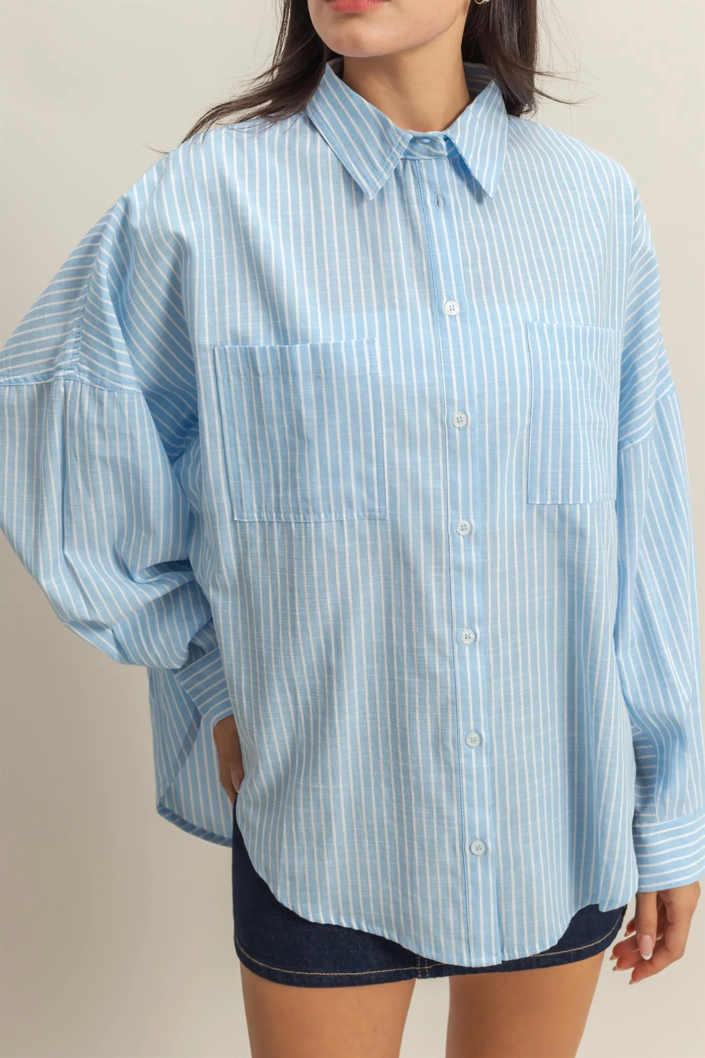 DZ25C750-Oversized Button Down Shirt