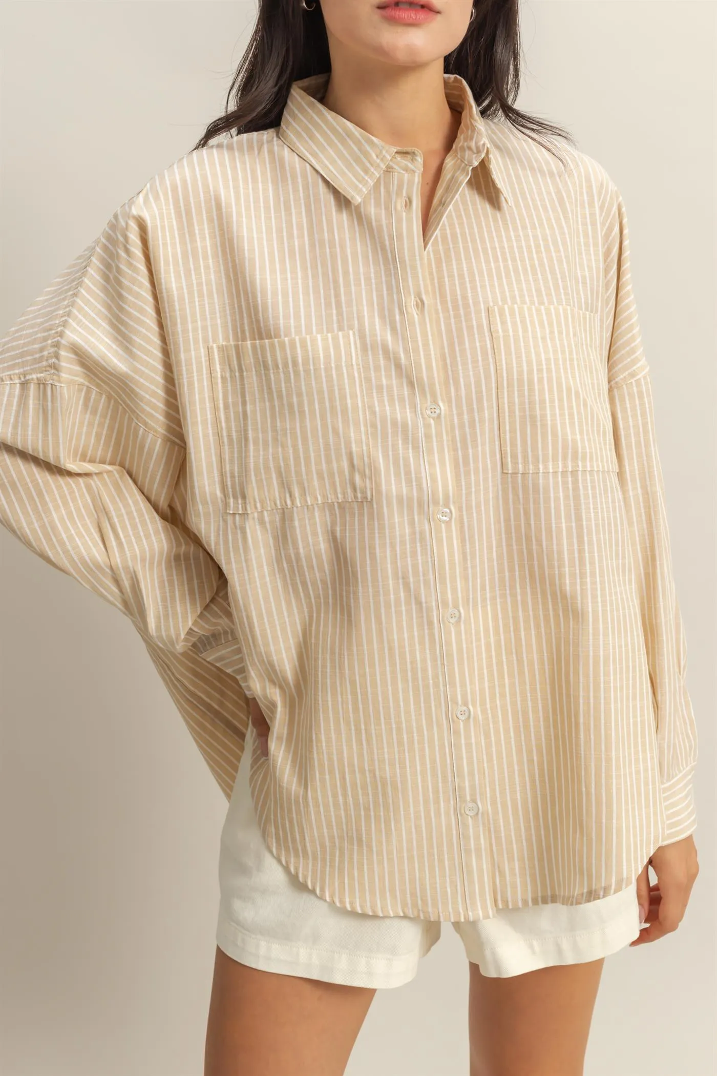 DZ25C750-Oversized Button Down Shirt
