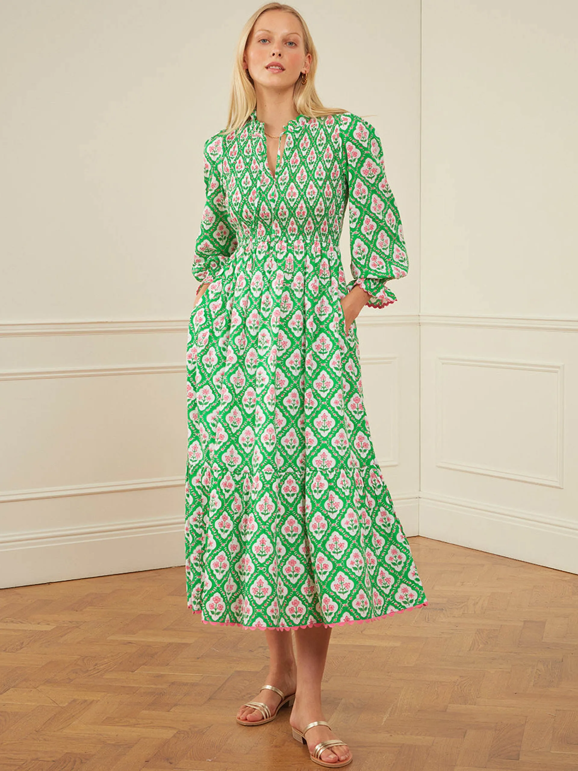 Emerald trellis izzy dress