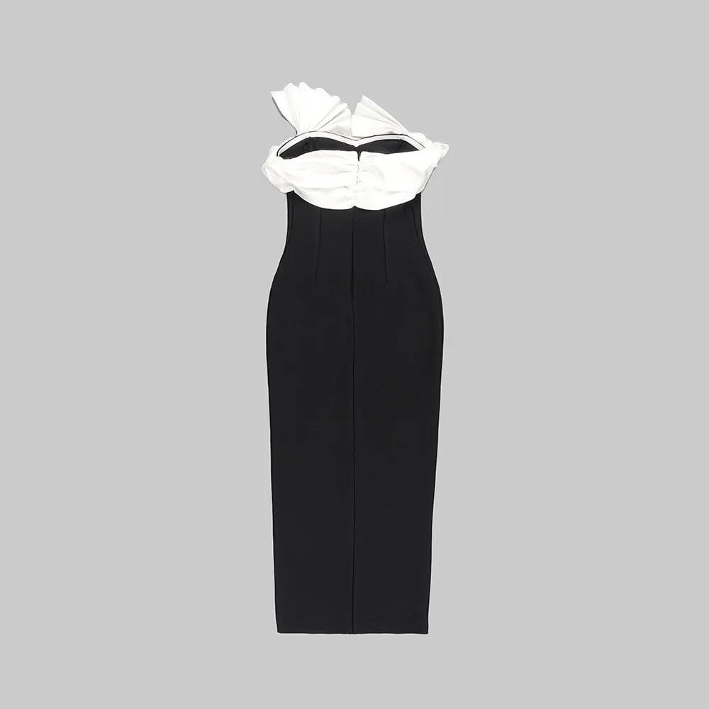 Fan Away Bandage Midi Dress