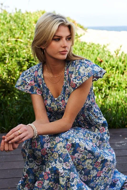 Floral Smocking Maxi Dress