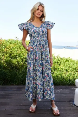 Floral Smocking Maxi Dress