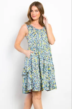 Full Size Print Wrinkle Free Ruffled Dress